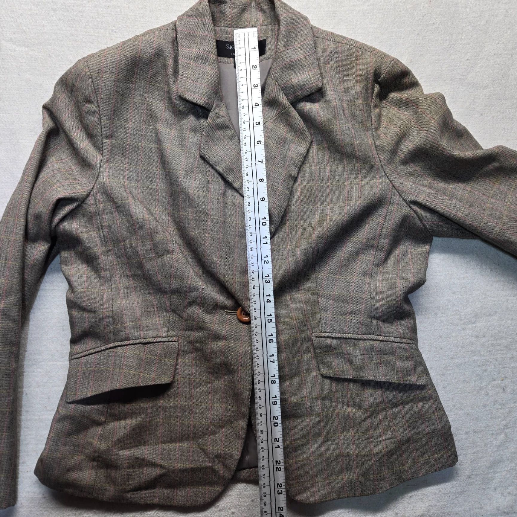 Vintage Larry Levine Blazer Women Size 12 Gray Single-Breasted 1-Button Classic Notch Lapel Lined Formal Workwear Jacket Size XL / US 12-14 / IT 48-50 - 6 Thumbnail
