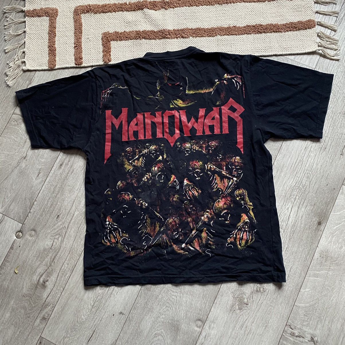 Band Tees VINTAGE MANOWAR ROCK BAND SKULL CRAZY PRINT T SHIRT Size US XL / EU 56 / 4 - 2 Thumbnail