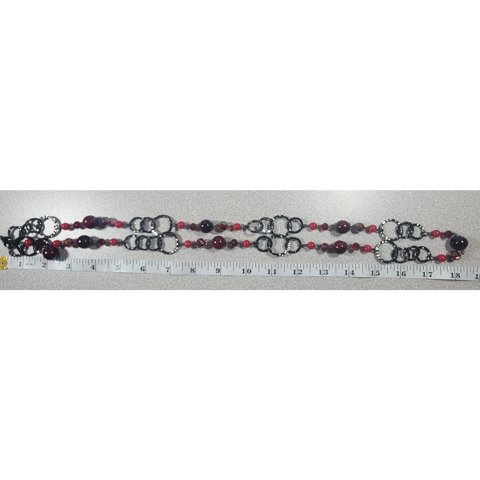 Other Black Burgundy Interlocking Circles With Beads 18" Necklace Size ONE SIZE - 4 Thumbnail