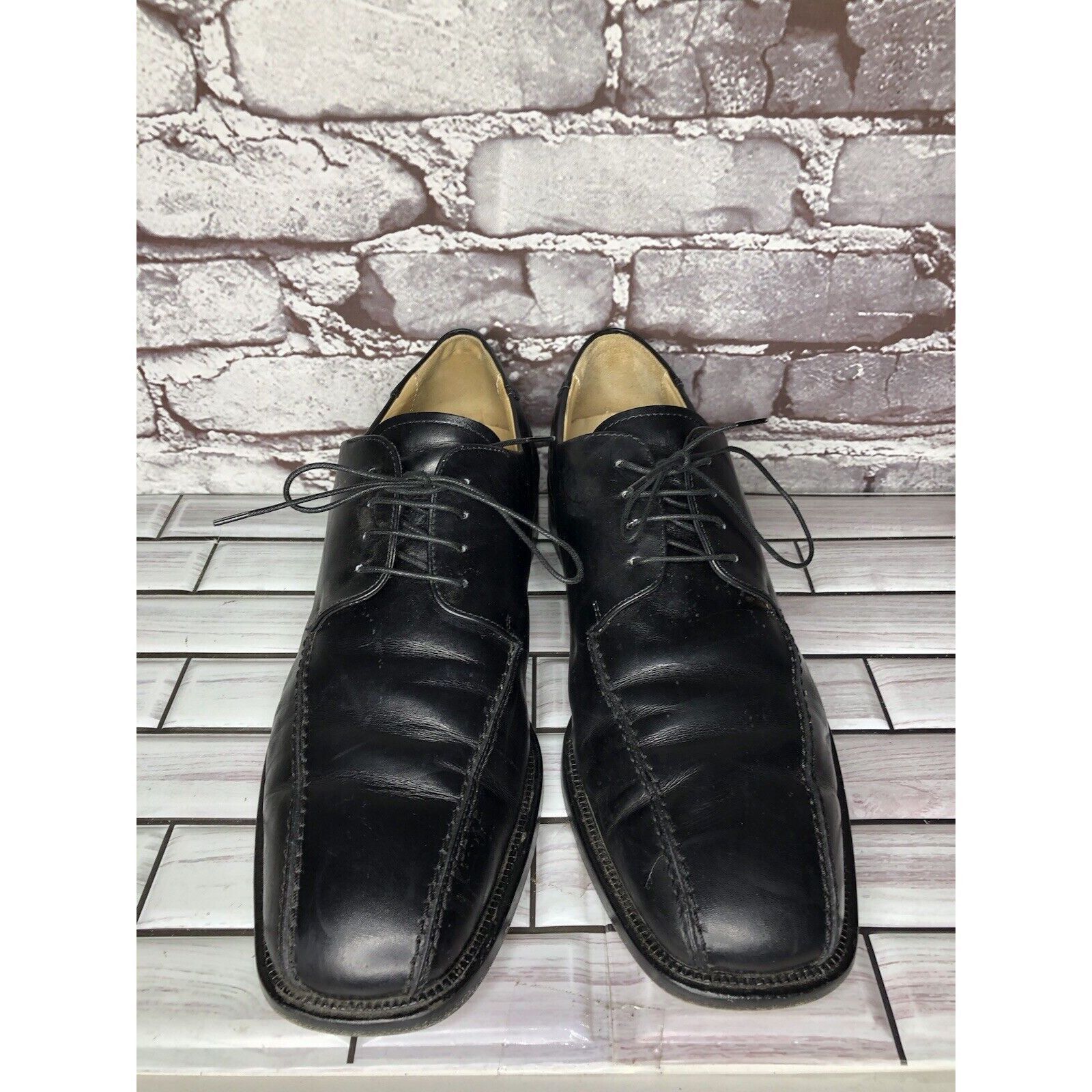 Pronto Uomo Pronto Uomo Black Leather Oxford Derby Lace Up Dress Shoes M Size US 10.5 / EU 43-44 - 18 Thumbnail