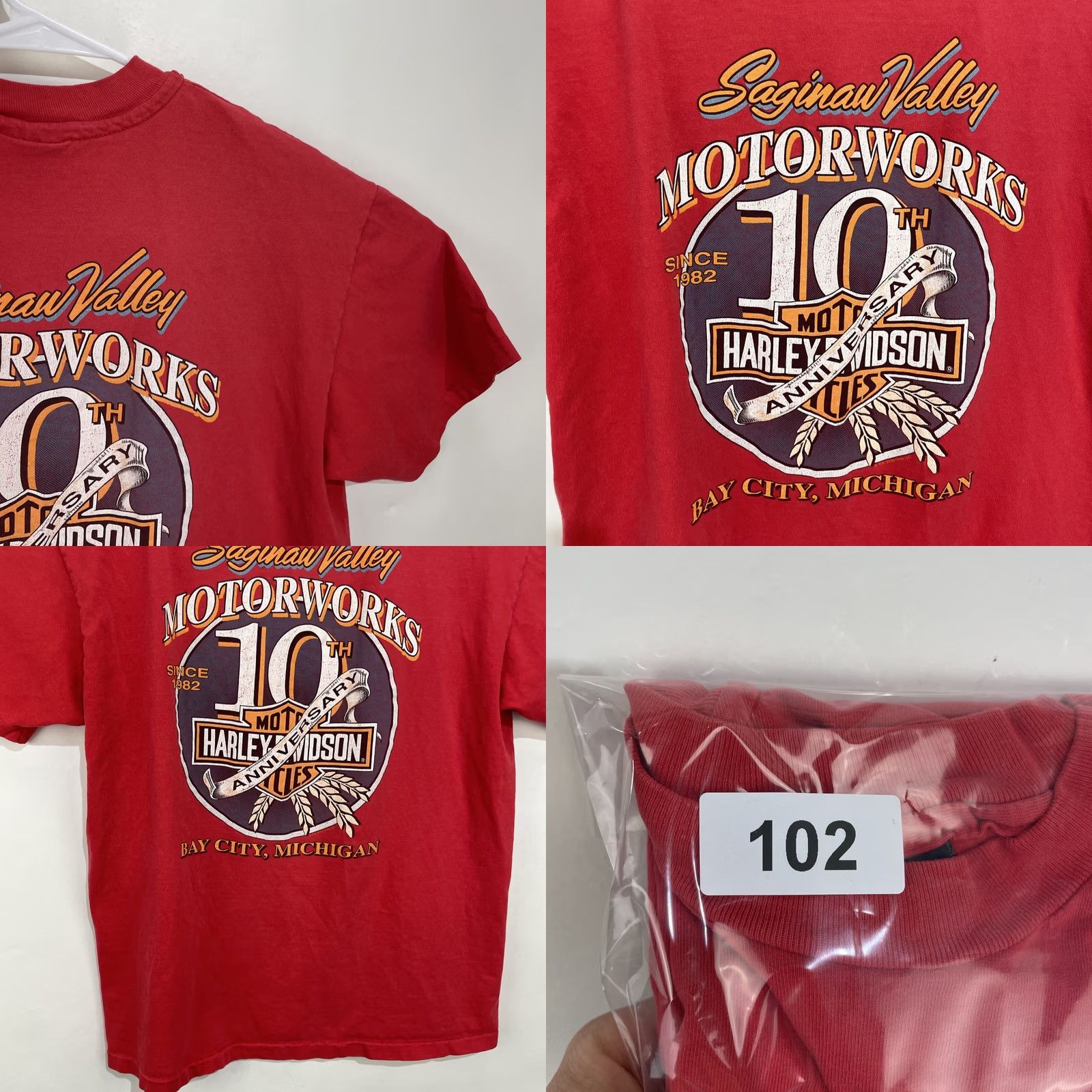Harley Davidson VINTAGE Harley-Davidson T Shirt Mens L Red 90s Biker Motorcycle Logo Double-Sided Crew Neck Short Sleeve Cotton Knit Ready for Wear Size US L / EU 52-54 / 3 - 10 Thumbnail
