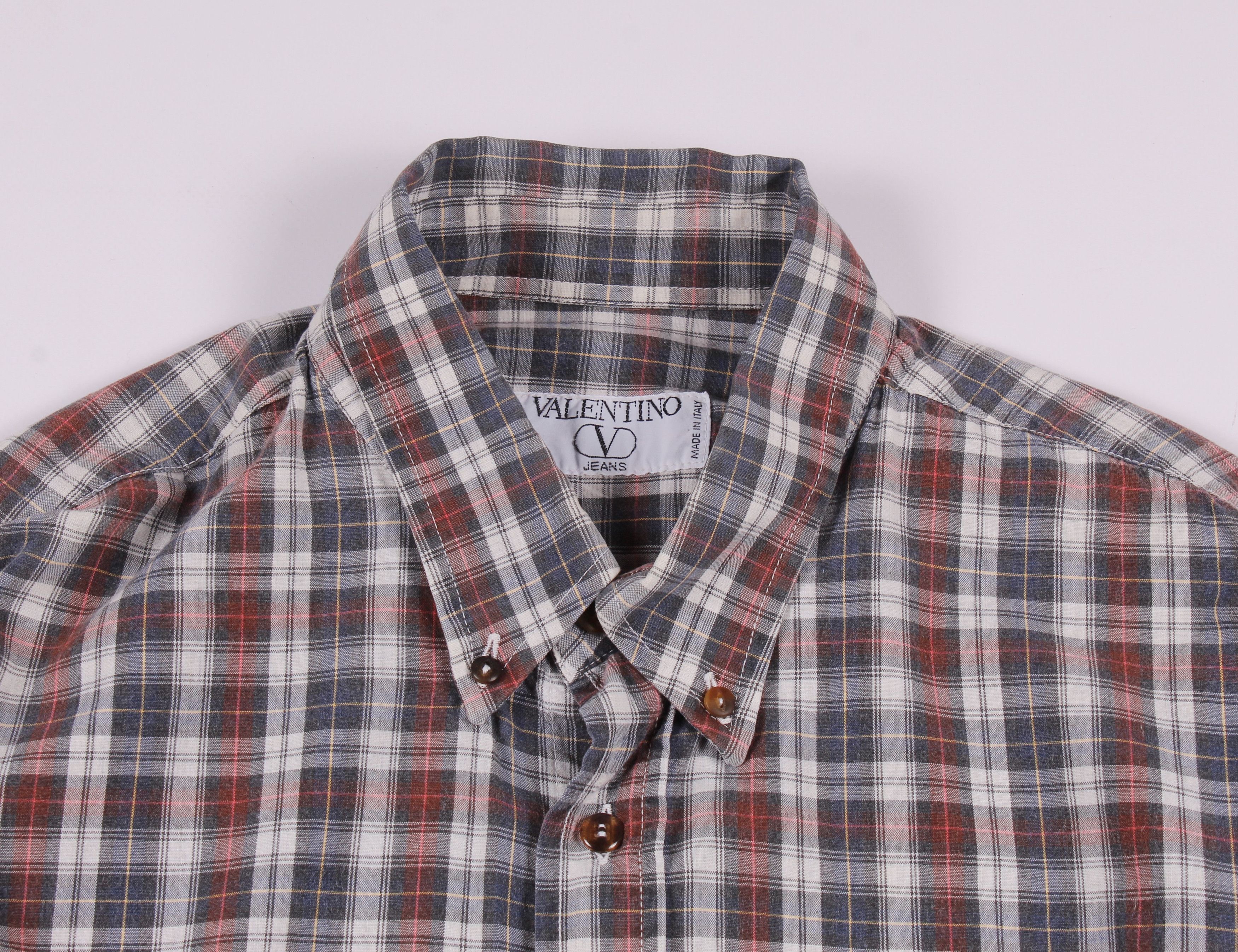 Valentino × Vintage Vintage 90's Valentino Jeans Checkered Shirt Size US L / EU 52-54 / 3 - 2 Thumbnail