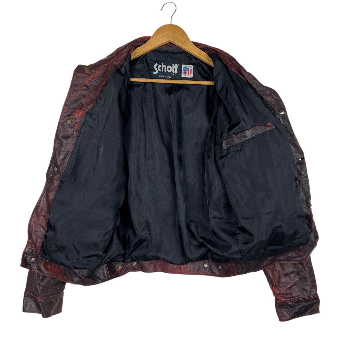 Schott 🔥 Vintage Schott Scartish Wrinkle Leather Jacket made In Usa Size US S / EU 44-46 / 1 - 17 Thumbnail