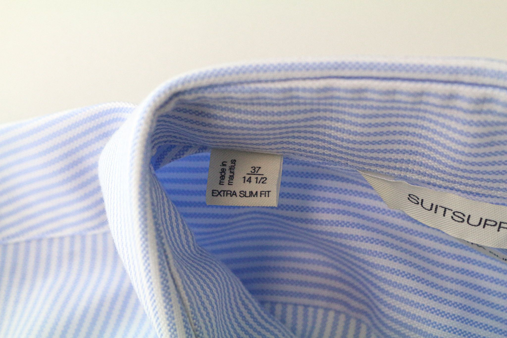 Suitsupply 37/14 1/2 Extra Slim Blue Cotton Stripe Shirt 79235 Size 36R - 5 Thumbnail