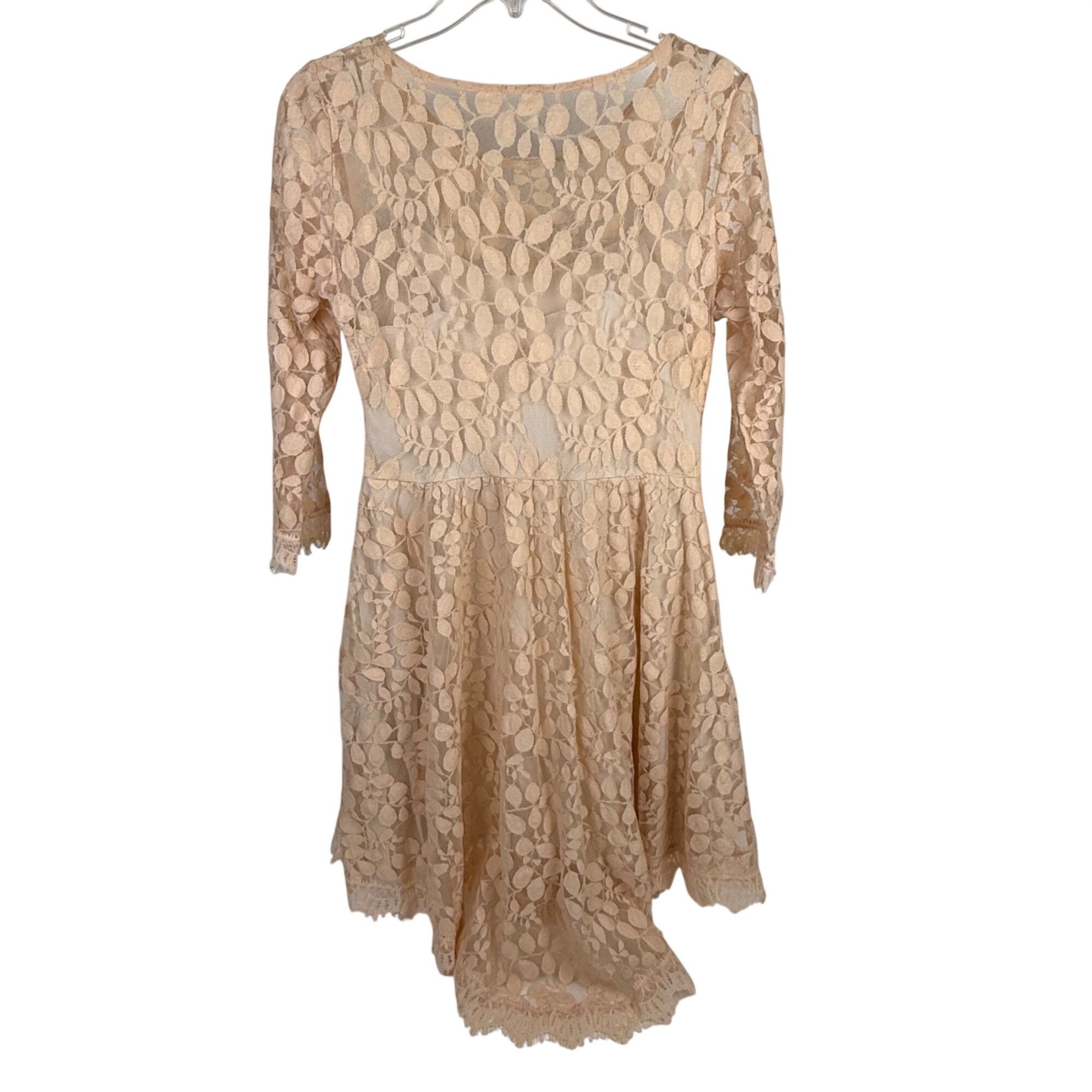 Free People Free People Lace Overlay Skater Dress 3/4-Sleeve Asymmetrica Size M / US 6-8 / IT 42-44 - 3 Thumbnail