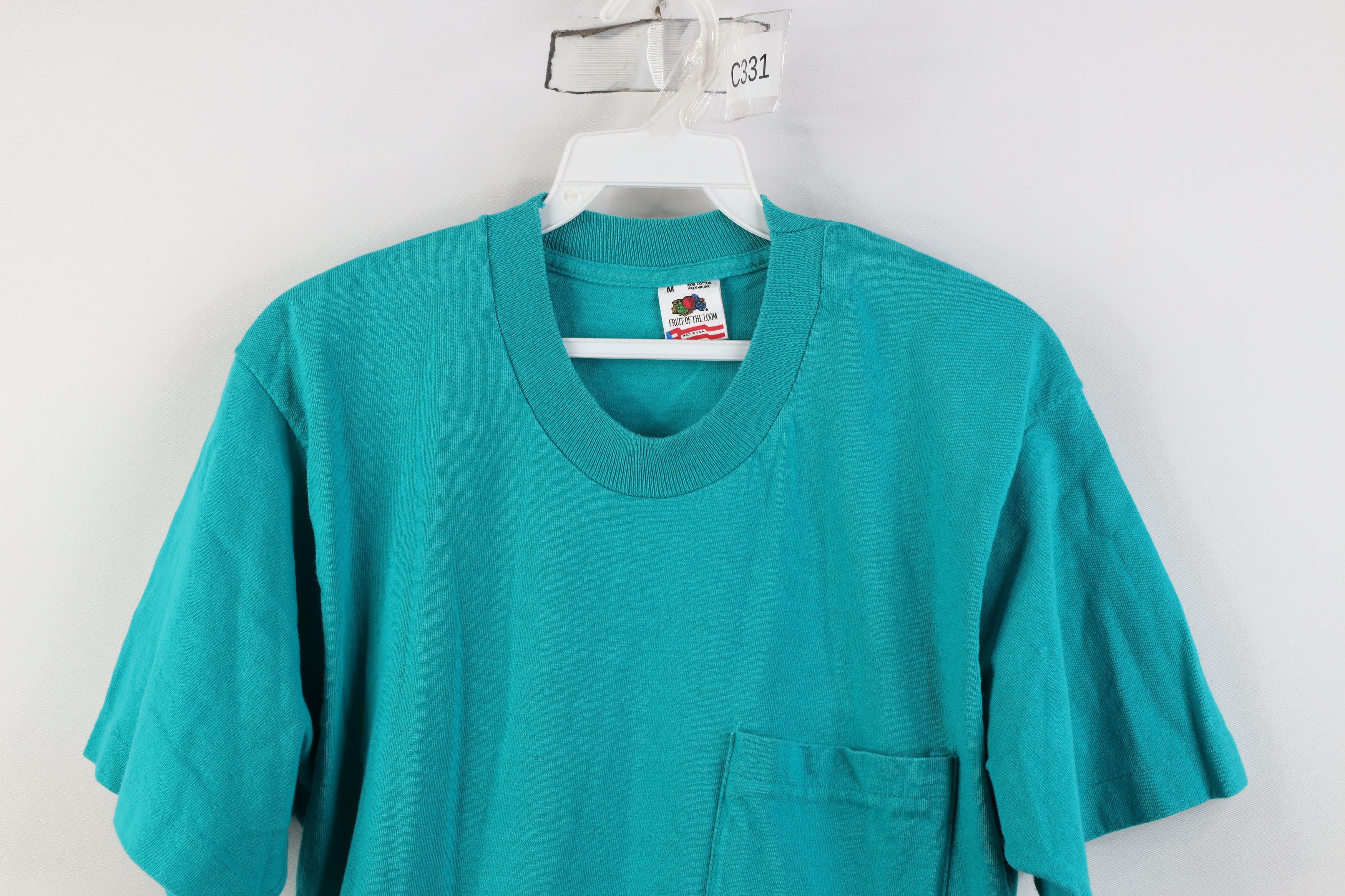 Vintage Vintage 90s Streetwear Heavy Cotton Pocket T-Shirt Teal USA Size US M / EU 48-50 / 2 - 2 Thumbnail