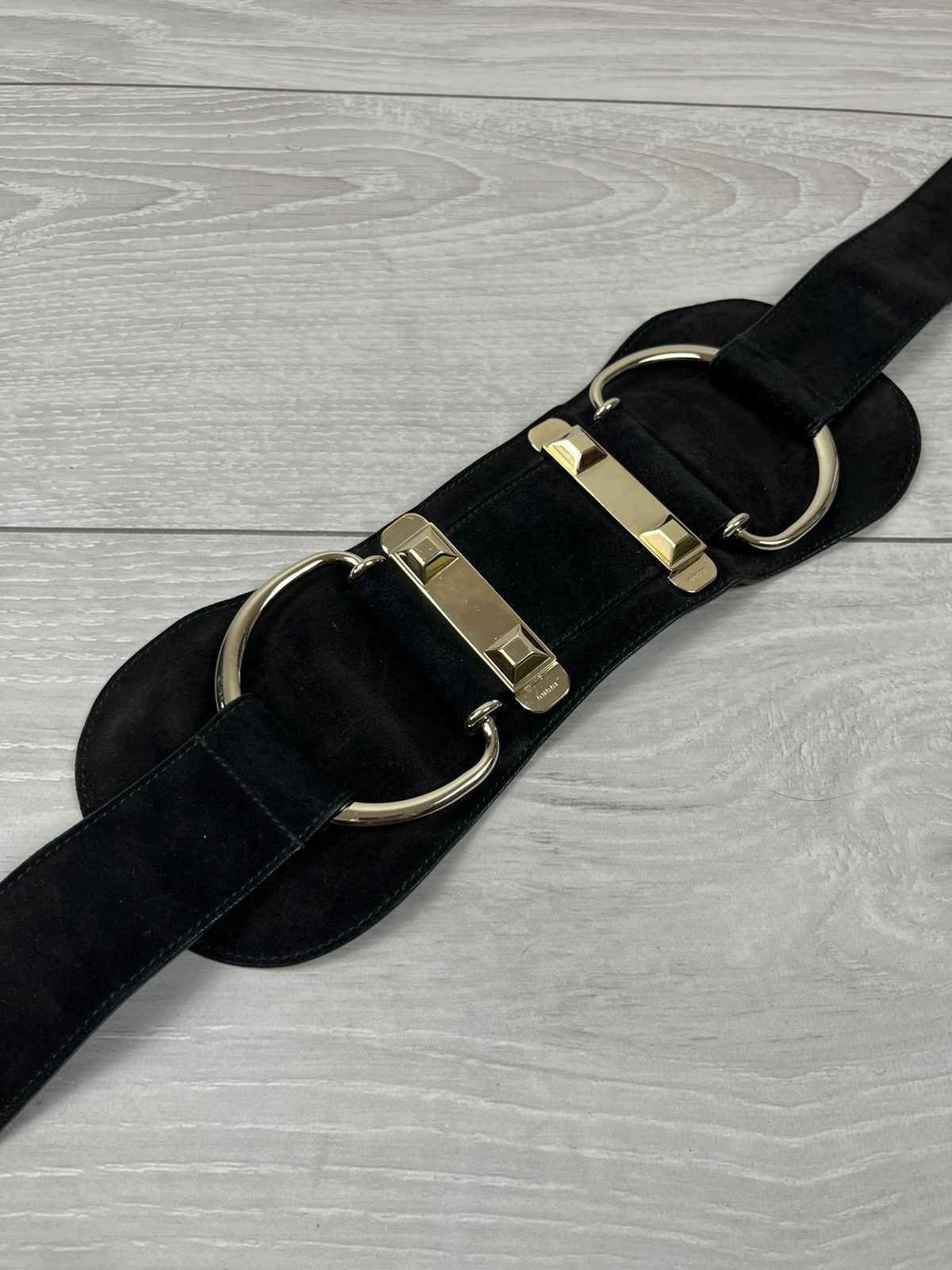 Gucci Gucci Tom Ford Black Suede Big Buckle Waist Belt Size ONE SIZE - 17 Thumbnail