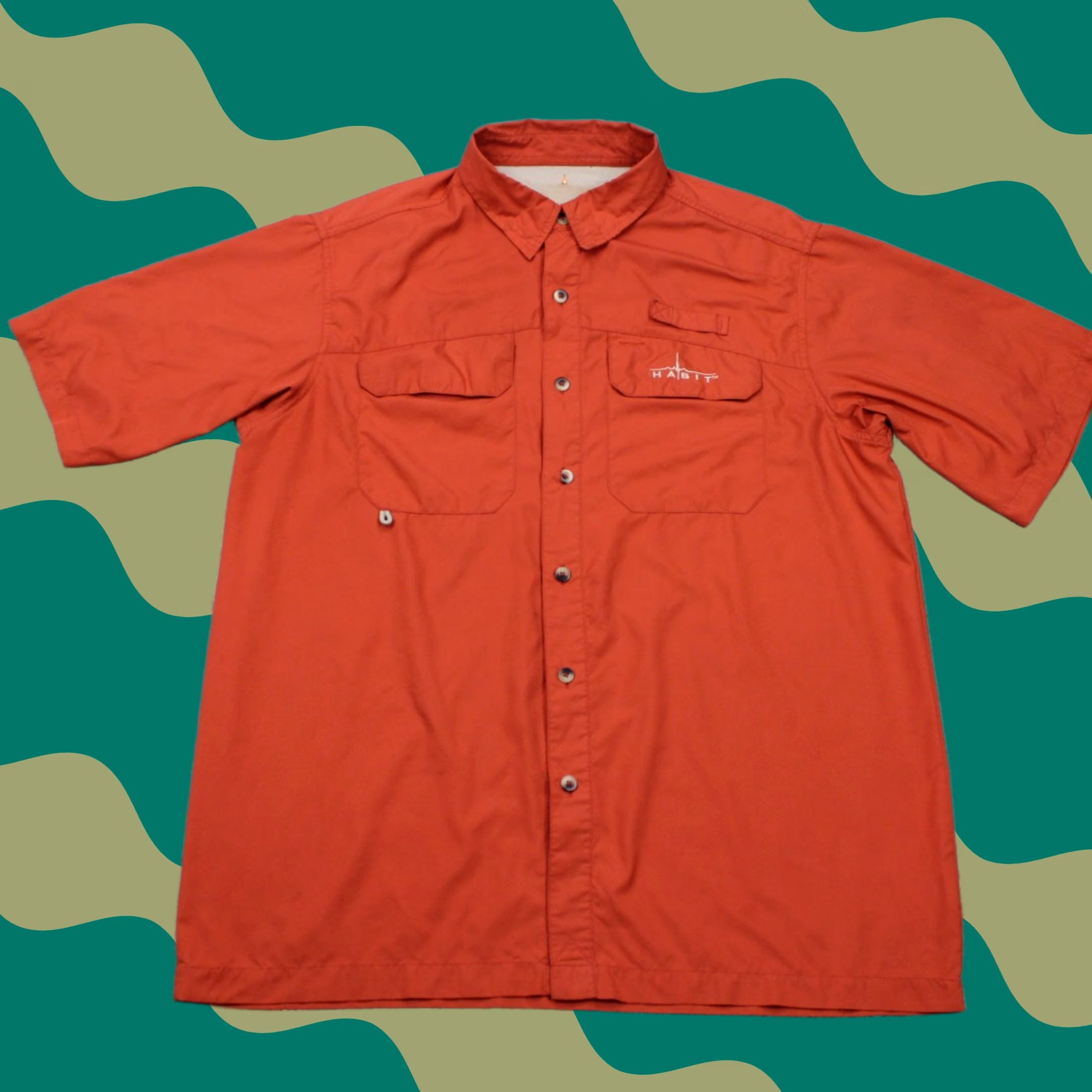 Habitat Habit Shirt Mens Large Mecca Orange Vented Fishing Performance S/S Button Down Size US L / EU 52-54 / 3 - 1 Thumbnail