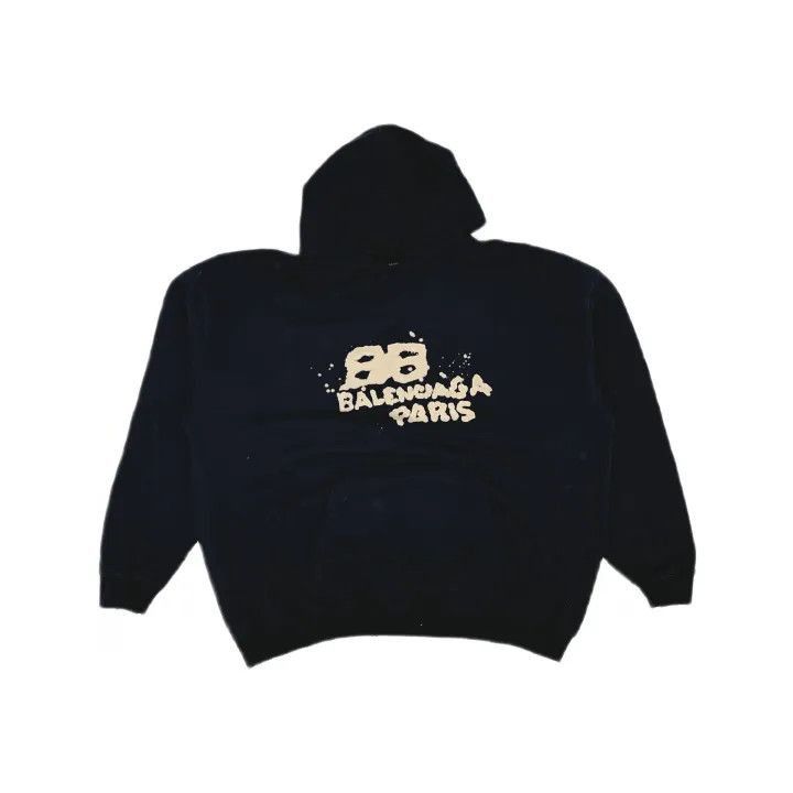 Balenciaga Balenciaga Logo Print Hooded Sweatshirt Men 0079-2507 Size US S / EU 44-46 / 1 - 1 Thumbnail