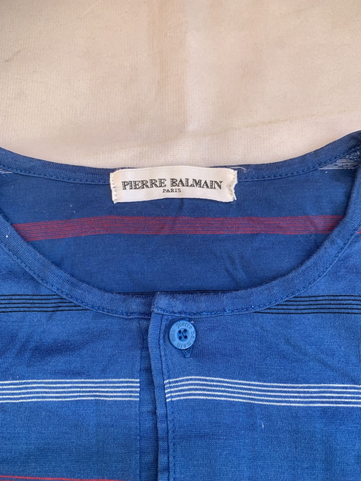 Balmain Vintage PIERRE BALMAIN Stripe Pocket Tee Shirt Size US M / EU 48-50 / 2 - 8 Thumbnail