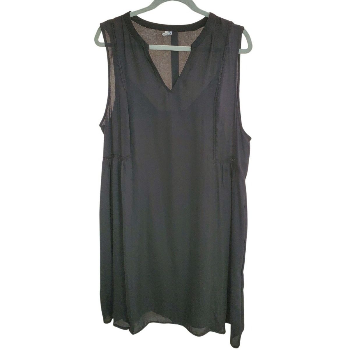 Old Navy Old Navy Black Sheer Overlay Sleeveless V-Neck Dress XL Size XL / US 12-14 / IT 48-50 - 1 Thumbnail