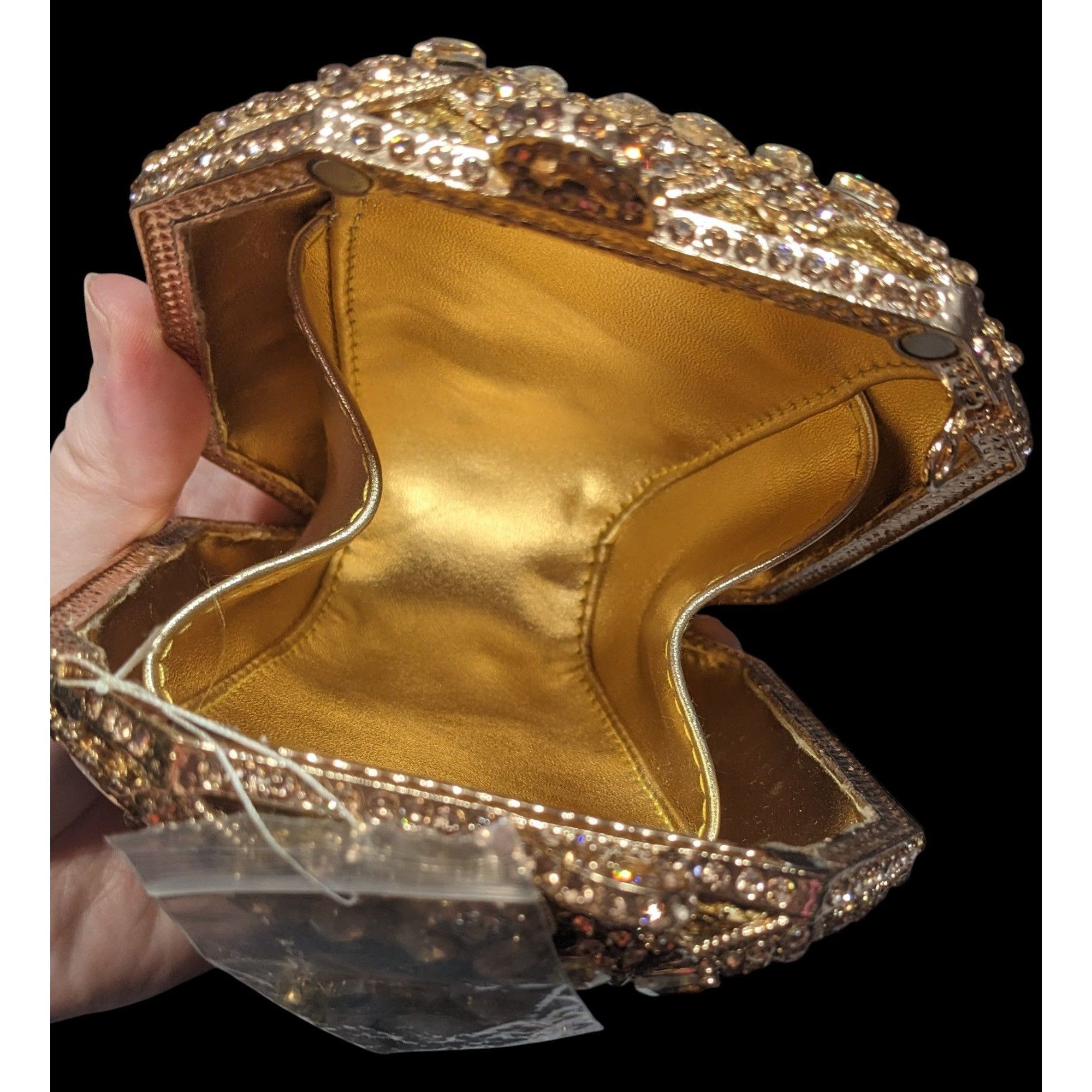 Other Luxury Rhinestone Encrusted Evening Bag Gold Tone With Remov Size ONE SIZE - 2 Thumbnail