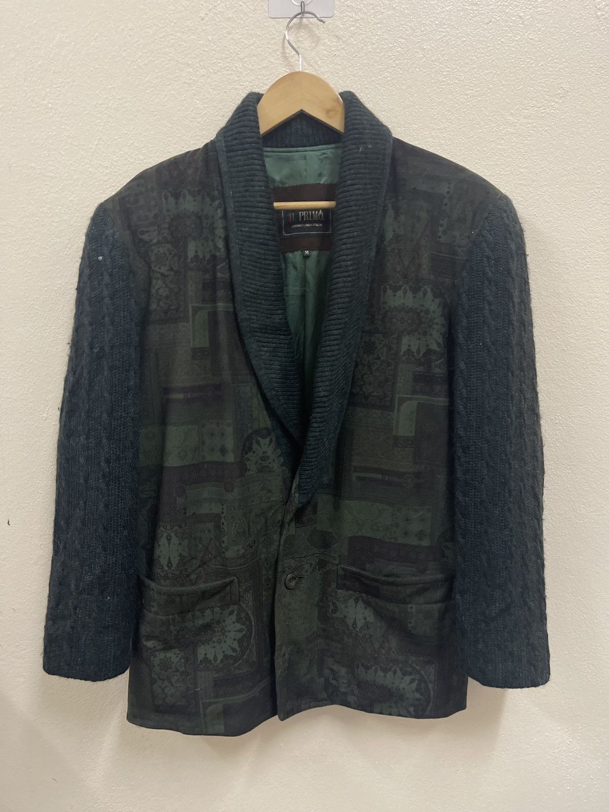 Vintage IL PRIMO Italy Printed Tapestry Jacket – Knit Sleeves Size US M / EU 48-50 / 2 - 4 Thumbnail