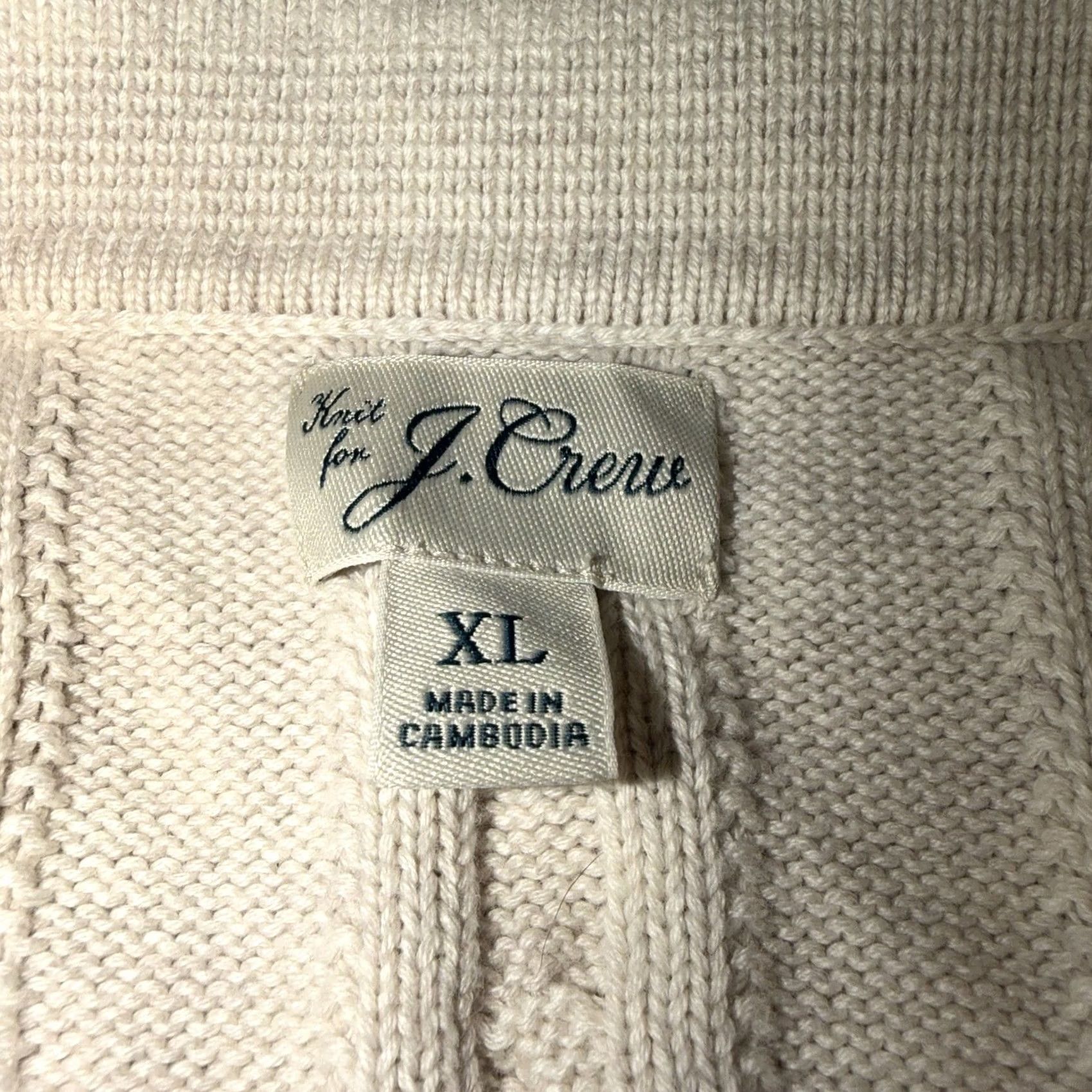Vintage J Crew Sweater Cardigan Men XL Ivory Heritage Cotton Cable Knit Collared Classic Size US XL / EU 56 / 4 - 4 Thumbnail