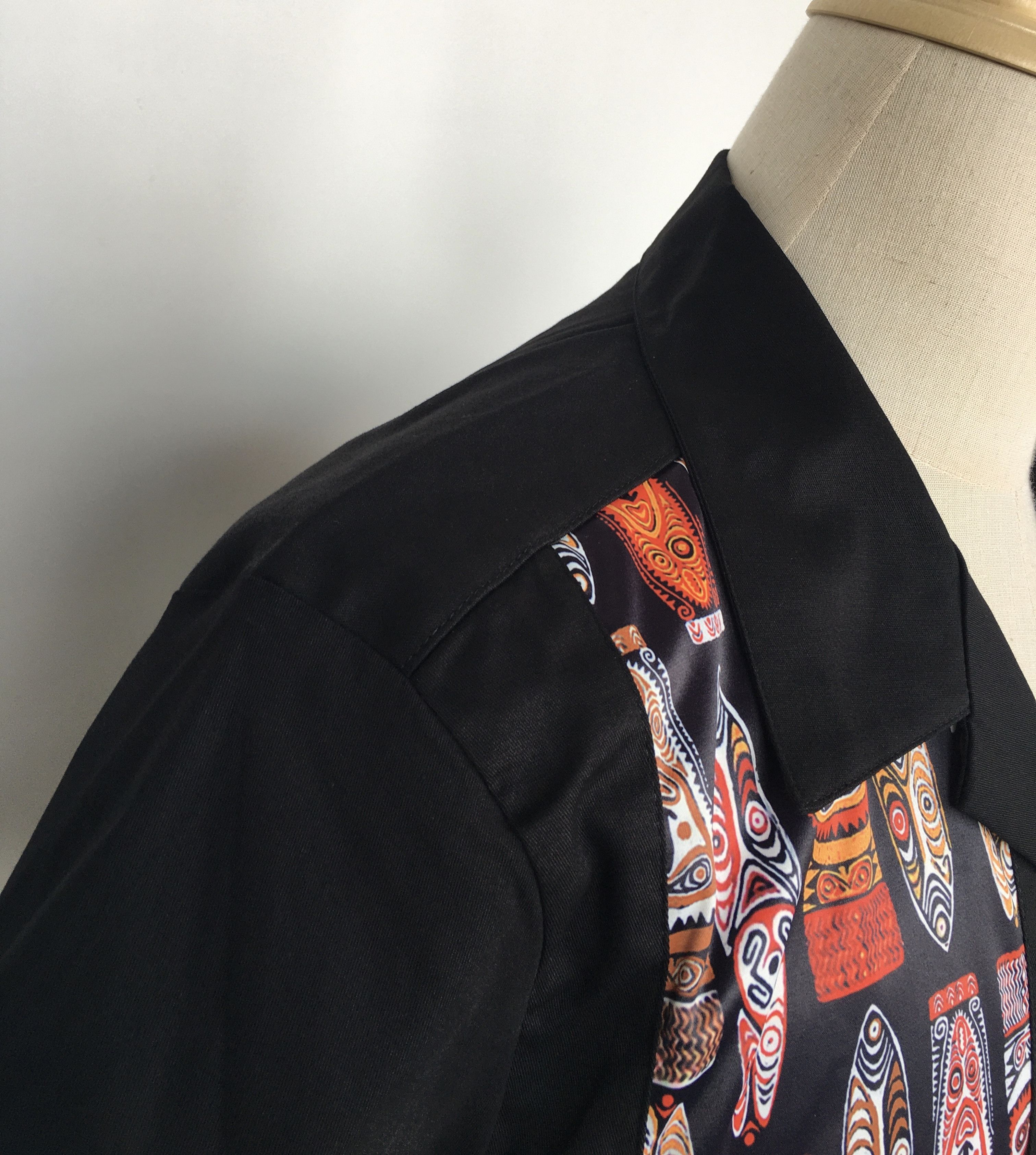 Other Pocket Black Men Shirts Contrast tiki masks Pattern Size US XXL / EU 58 / 5 - 6 Thumbnail
