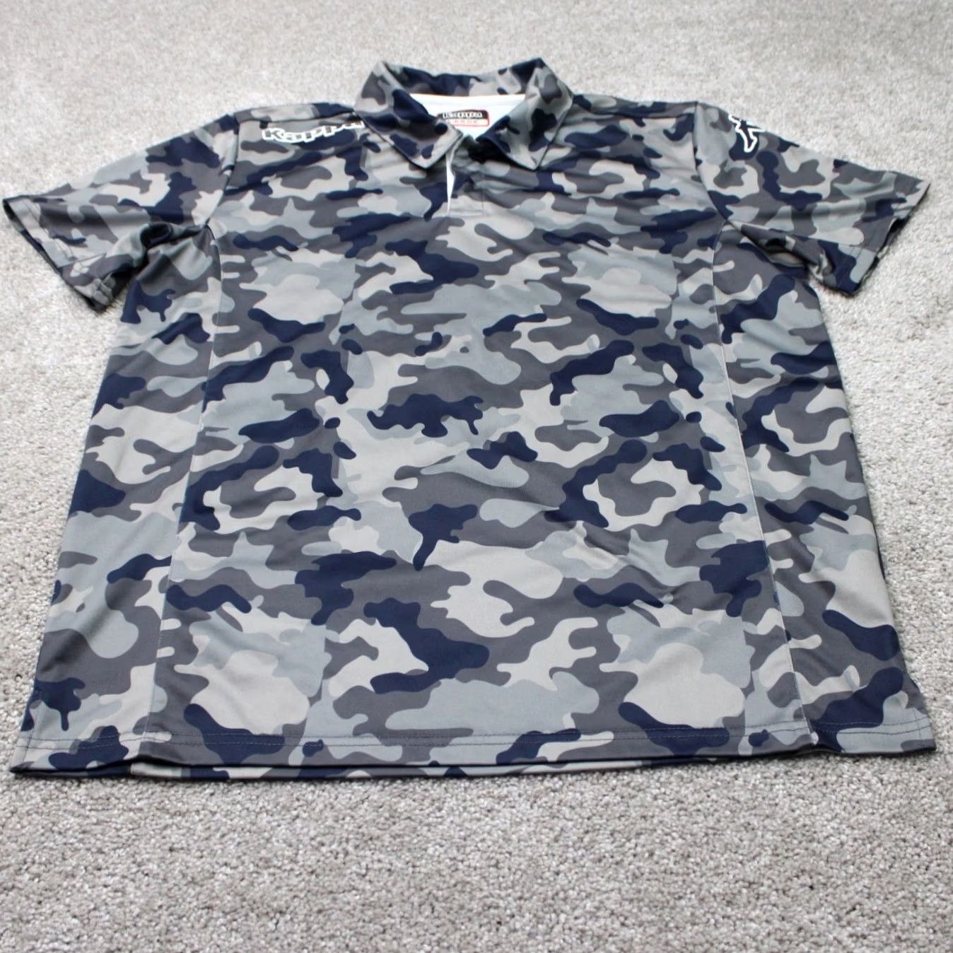 Kappa Kappa Polo Shirt Mens Large Blue/Gray Camouflage Short Sleeve 100% Polyester Pullover Polo Shirt 10 Size US L / EU 52-54 / 3 - 2 Thumbnail