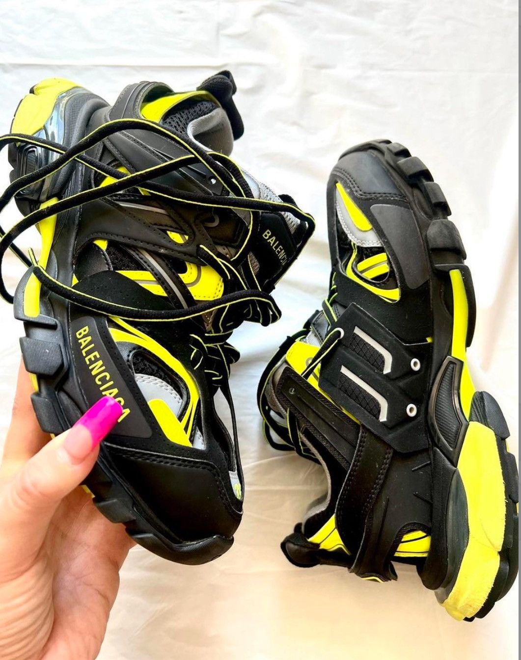 Balenciaga × Vetements Balenciaga Black and Neon Yellow Track Sneakers size 39.5 Size US 8.5 / EU 41-42 - 2 Thumbnail
