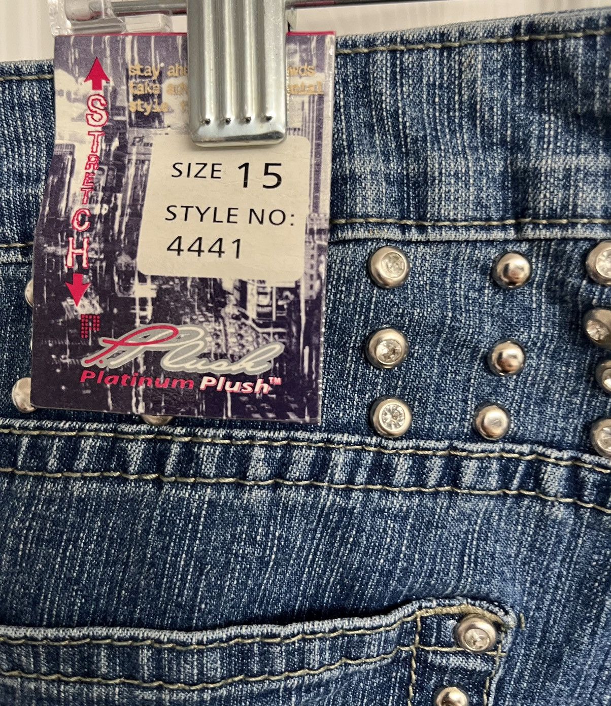 Vintage Platinum Plush Studded Denim XL Jacket, Size 15 Capri Pants Size 36" / US 14 / IT 50 - 13 Thumbnail