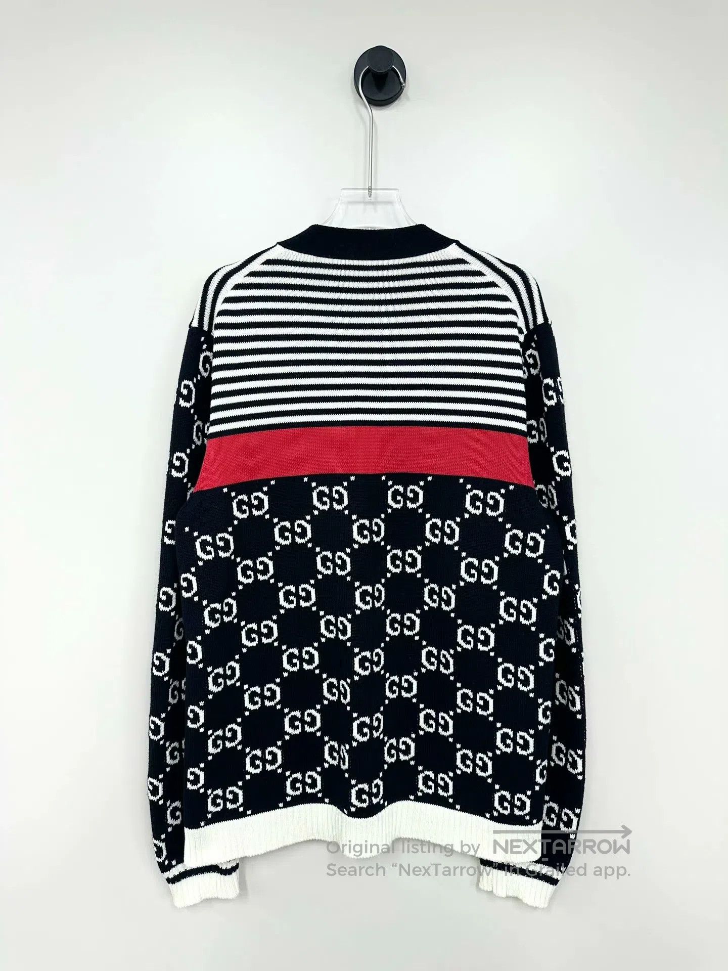 Gucci Guicci Black Classic Striped Printed Logo Knit Cardigan| Size US M / EU 48-50 / 2 - 2 Thumbnail