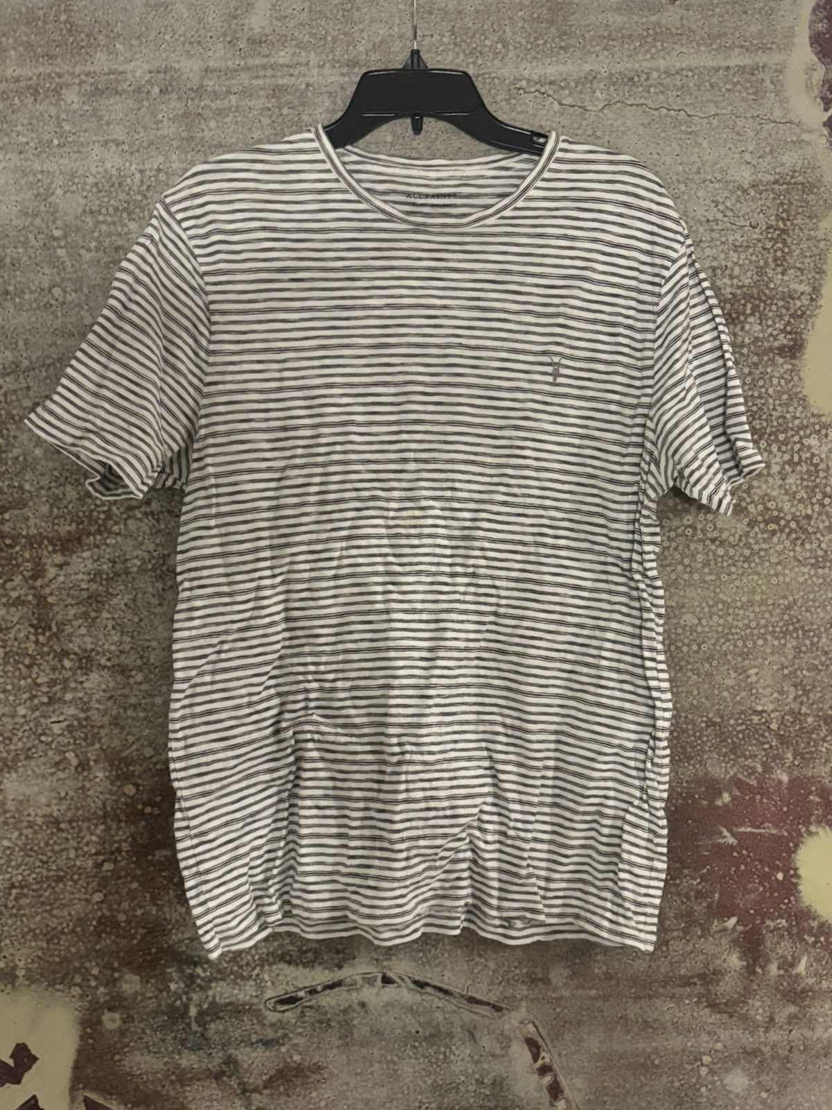 Allsaints White Allsaints T-Shirt XL Striped Size US XL / EU 56 / 4 - 1 Thumbnail