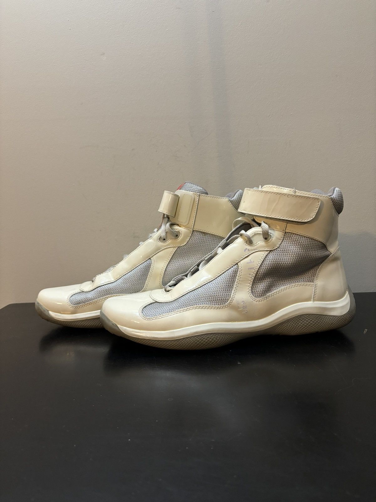 Prada America's Cup High Top Sneaker Cream White