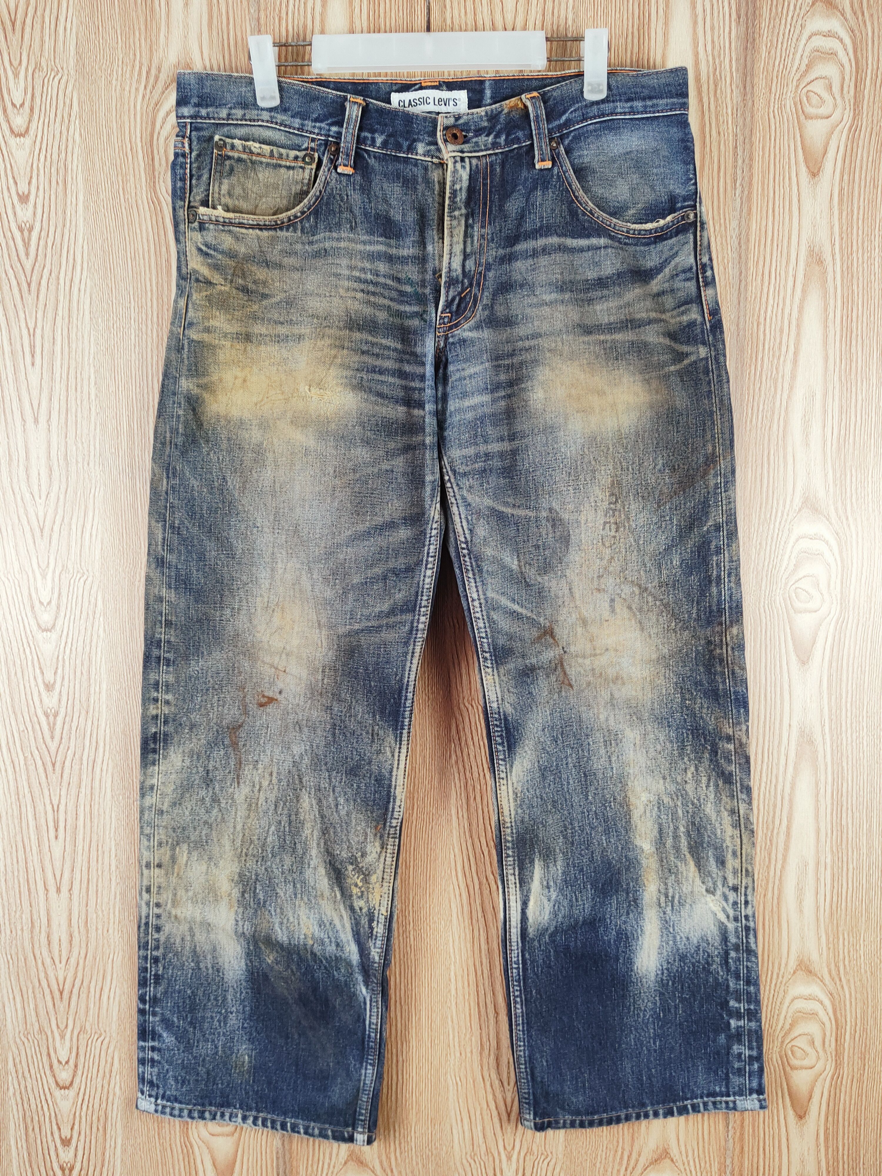Levi's DL Levi's Dark Blue Faded Distressed Ripped Jeans #W021 Size US 34 / EU 50 - 1 Thumbnail