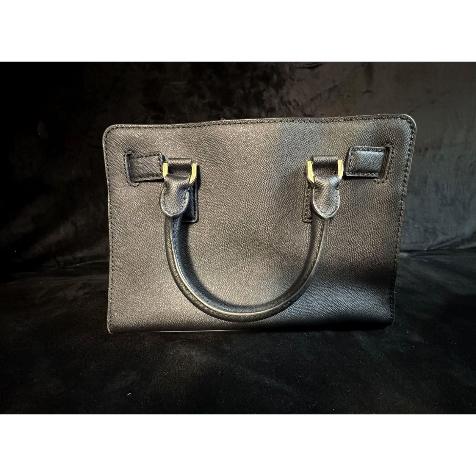 Michael Kors Michael Kors Satchel Handbag Womens Small Black Leather MK Charm Gold Hardware Size ONE SIZE - 5 Thumbnail