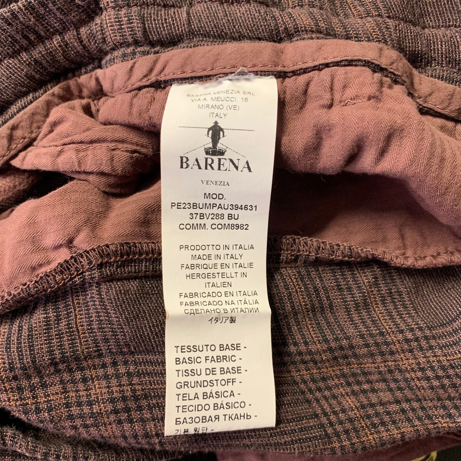 Barena BARENA Brown Black Plaid Linen Cotton Drawstring Casual Size US 40 / EU 56 - 5 Thumbnail