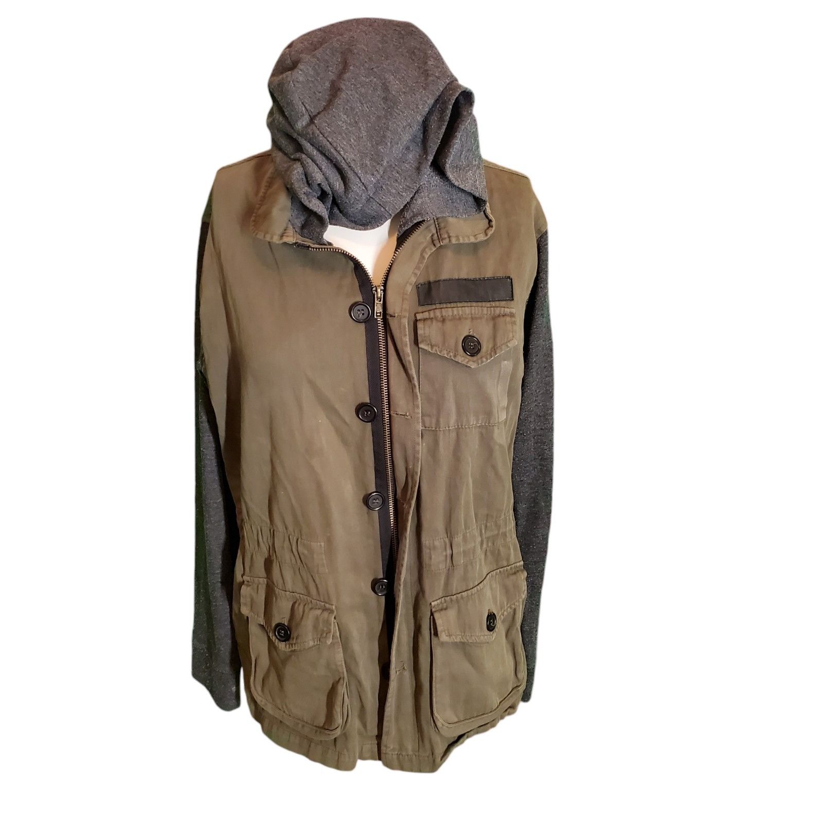 Anthropologie John Eshaya Cargo Utility Jacket Hooded Jacket Olive Green S Size M / US 6-8 / IT 42-44 - 1 Thumbnail
