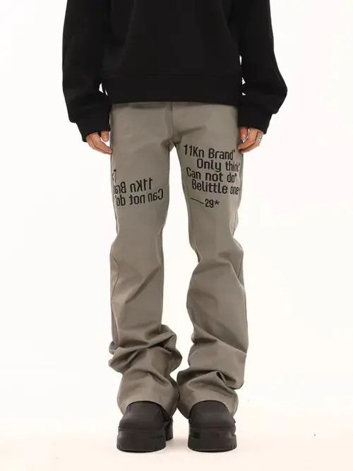 Japanese Brand Vintage street slogan embroidered micro flare casual pants Size US 30 / EU 46 - 1 Thumbnail