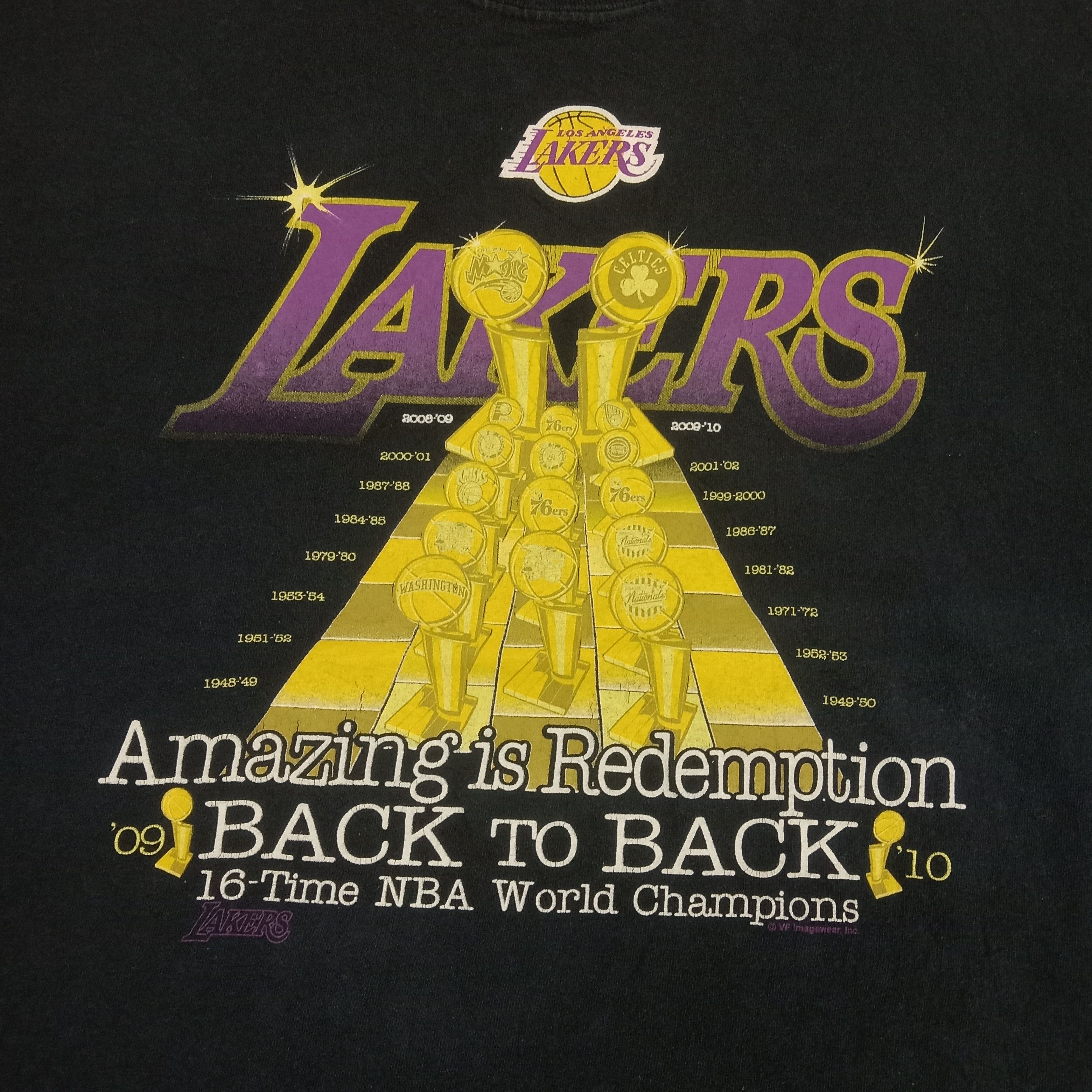NBA × Vintage Lakers Basketball Team NBA World Champions Tshirt Size US XXL / EU 58 / 5 - 2 Thumbnail
