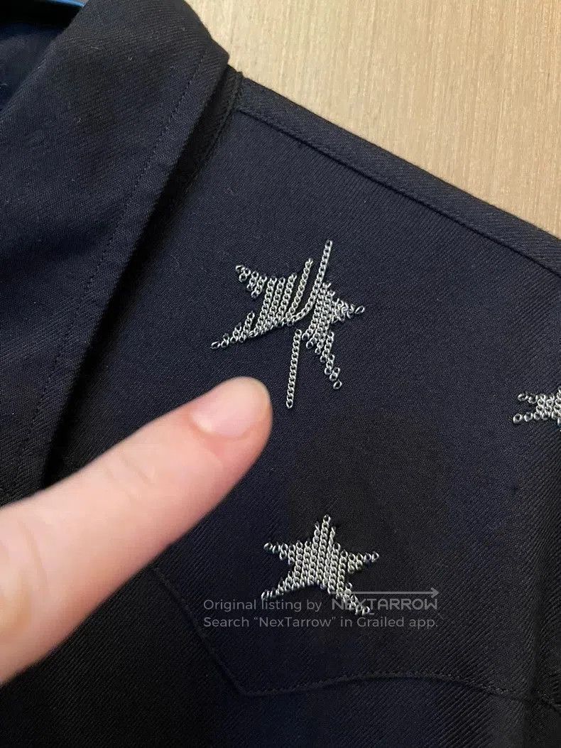 Saint Laurent Paris Saint Laurent Black Silk Star Button. Size US M / EU 48-50 / 2 - 5 Thumbnail