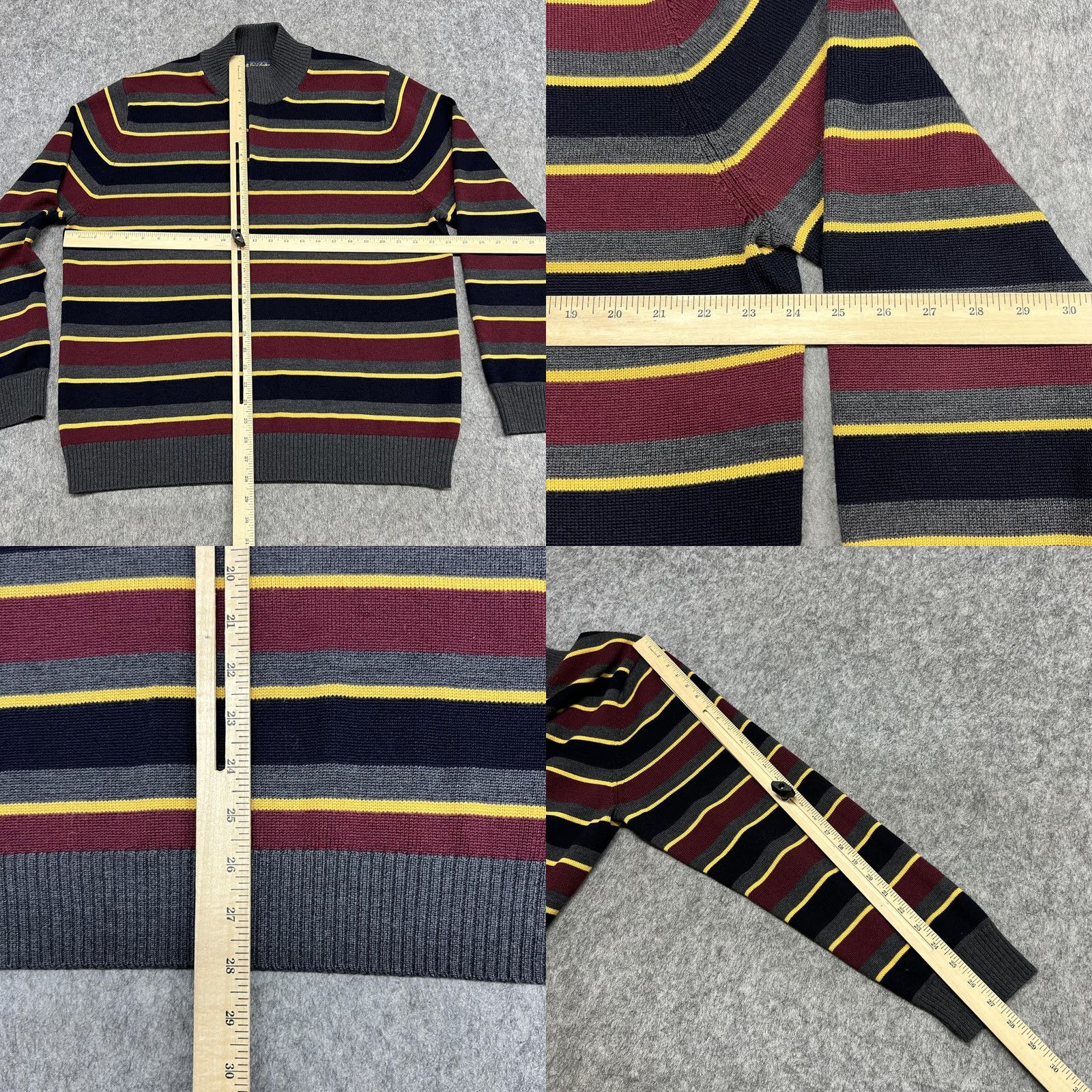 Brooks Brothers Brooks Brothers Sweater Mens XL Striped Mock Neck Henley Wool Size US XL / EU 56 / 4 - 9 Thumbnail