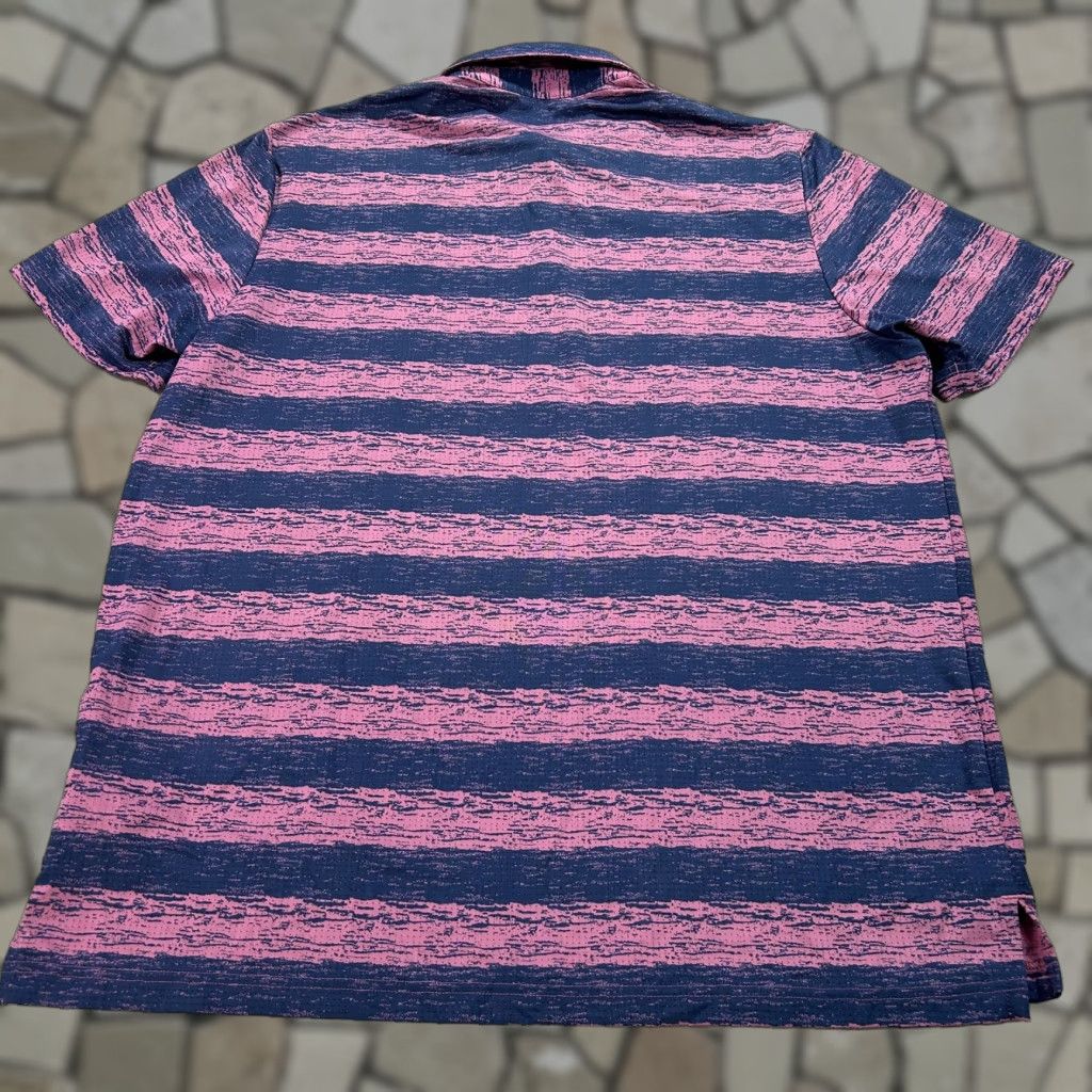 Adidas Adidas Polo Shirt Mens XL Blue Pink Stripe AOP Golf Stretch Performance Shirt Size US XL / EU 56 / 4 - 1 Thumbnail