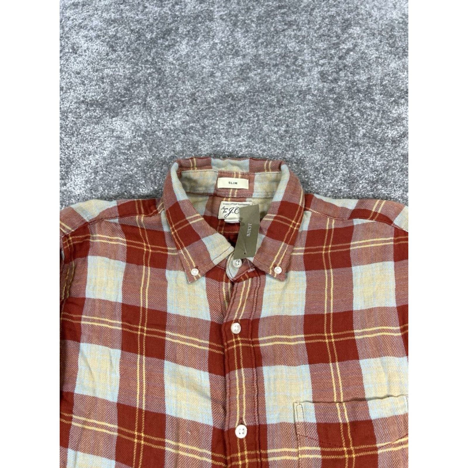 J.Crew J.CREW Button-Up Shirt Mens M Brown Beige Gray Cotton Plaid Knit Long Sleeve Casual Fall Winter Spring Size US M / EU 48-50 / 2 - 2 Thumbnail