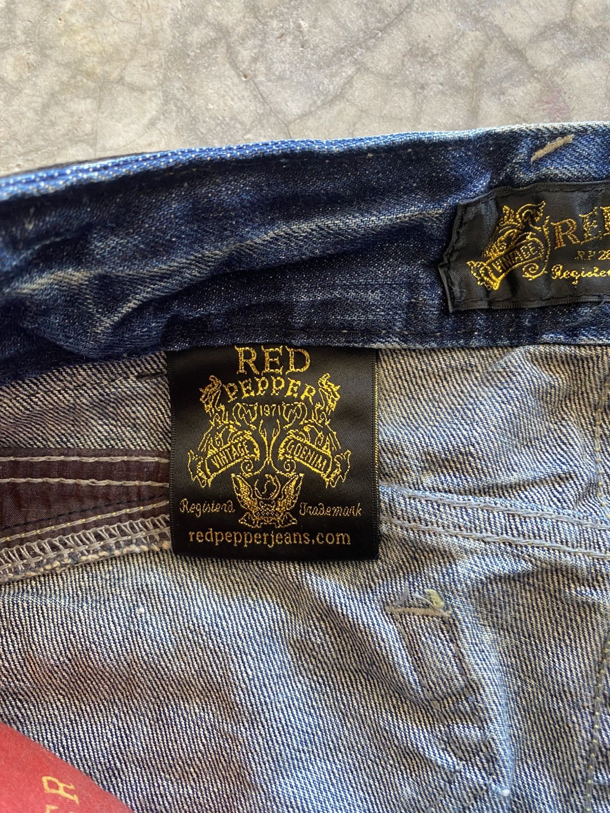 20471120 FLARE RED PEPPER JEANS ED HARDY STYLE EMBROIDERED JAPANESE Size US 31 - 8 Thumbnail