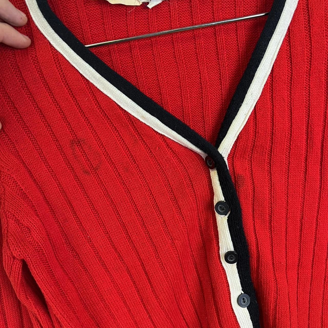 Designer Vintage Red Cardigan with 76 Patch 80s1 Size L / US 10 / IT 46 - 4 Thumbnail