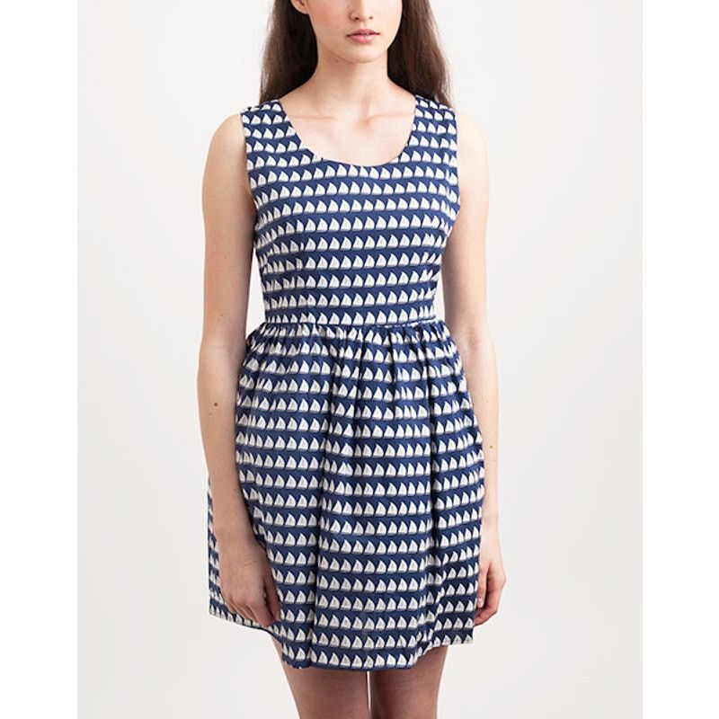 Nordstrom Kling Battelli Navy Blue A-Line Dress - Sailboat Print Size M / US 6-8 / IT 42-44 - 3 Thumbnail