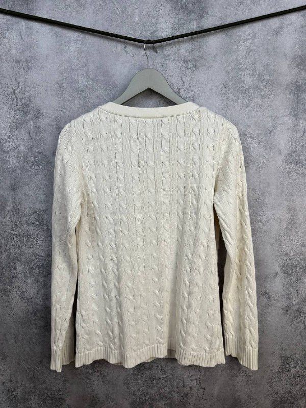 Lauren Ralph Lauren Lauren Ralph Lauren Boat Neck Cable Knit Sweater Ivory Size XL / US 12-14 / IT 48-50 - 2 Thumbnail