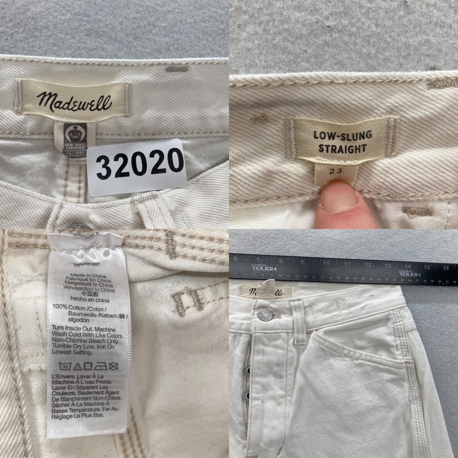 Madewell Madewell Low Slung Straight Jeans Women's 23 White Denim Button Fly Carpenter Jeans Size 26" / US 2 / IT 38 - 8 Thumbnail