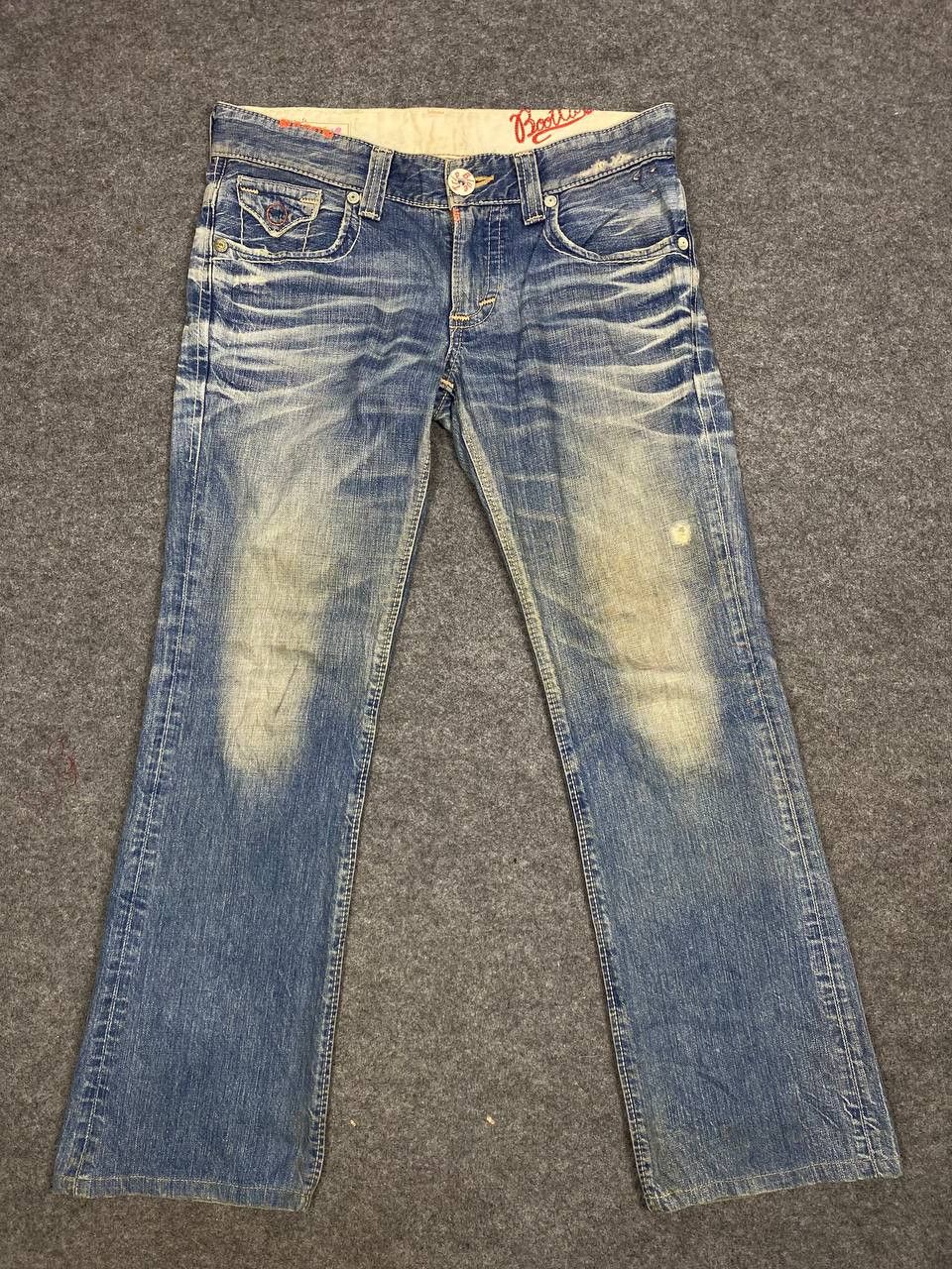 Edwin vintage edwin blue trip uneven faded distressed denim Size 35" - 8 Thumbnail