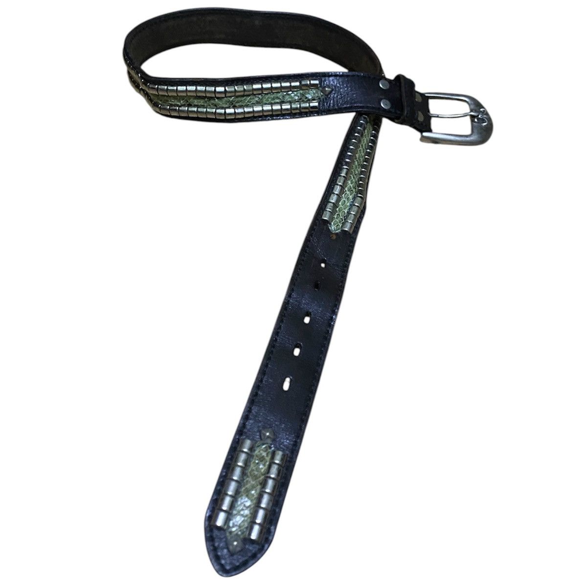 Tornado Mart TORNADO MART WESTERN BUCKLE SNAKESKIN STUDDET BELT Size ONE SIZE - 4 Thumbnail