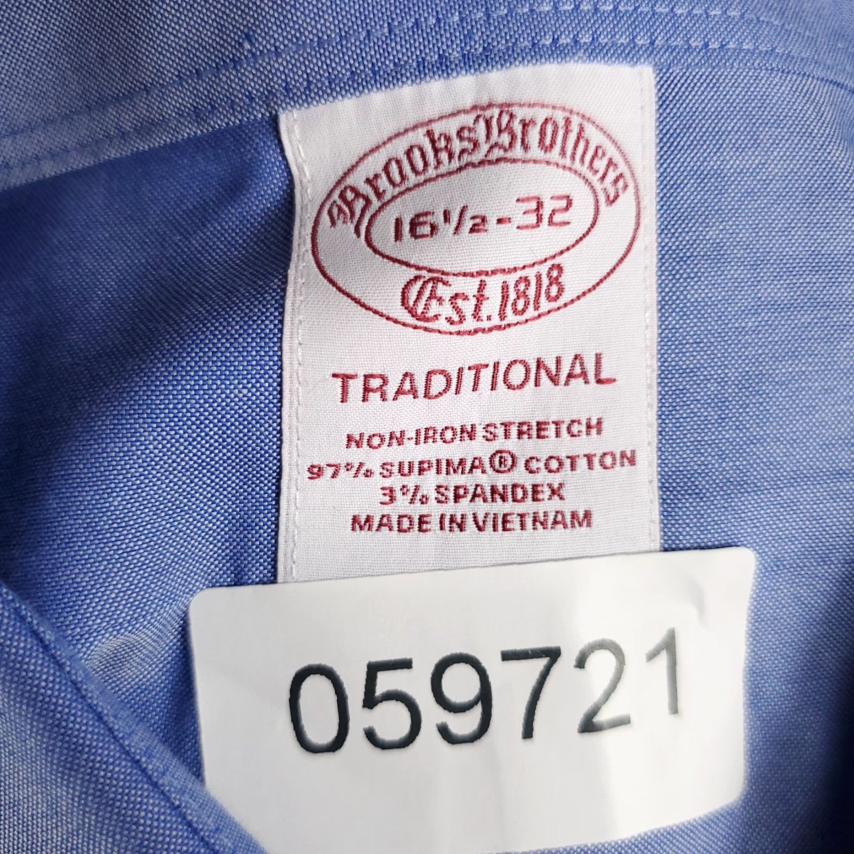 Brooks Brothers VINTAGE Brooks Brothers Shirt Mens 16.5 Blue Traditional Dress Button Up Long Sleeve Size 42R - 7 Thumbnail