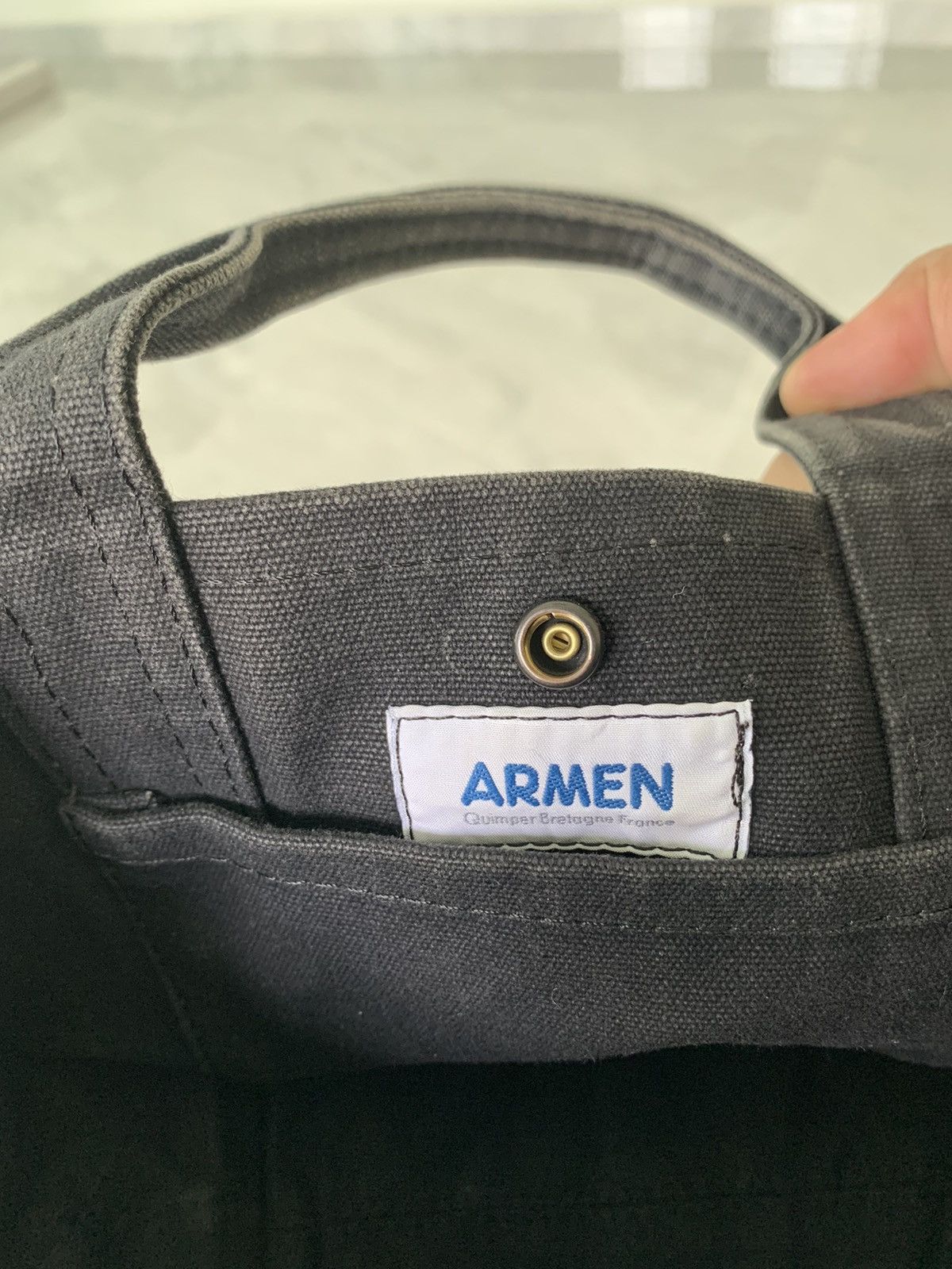 Japanese Brand Armen 14oz Cotton Canvas Inside Double Pocket Mini Tote Bag Size ONE SIZE - 4 Thumbnail