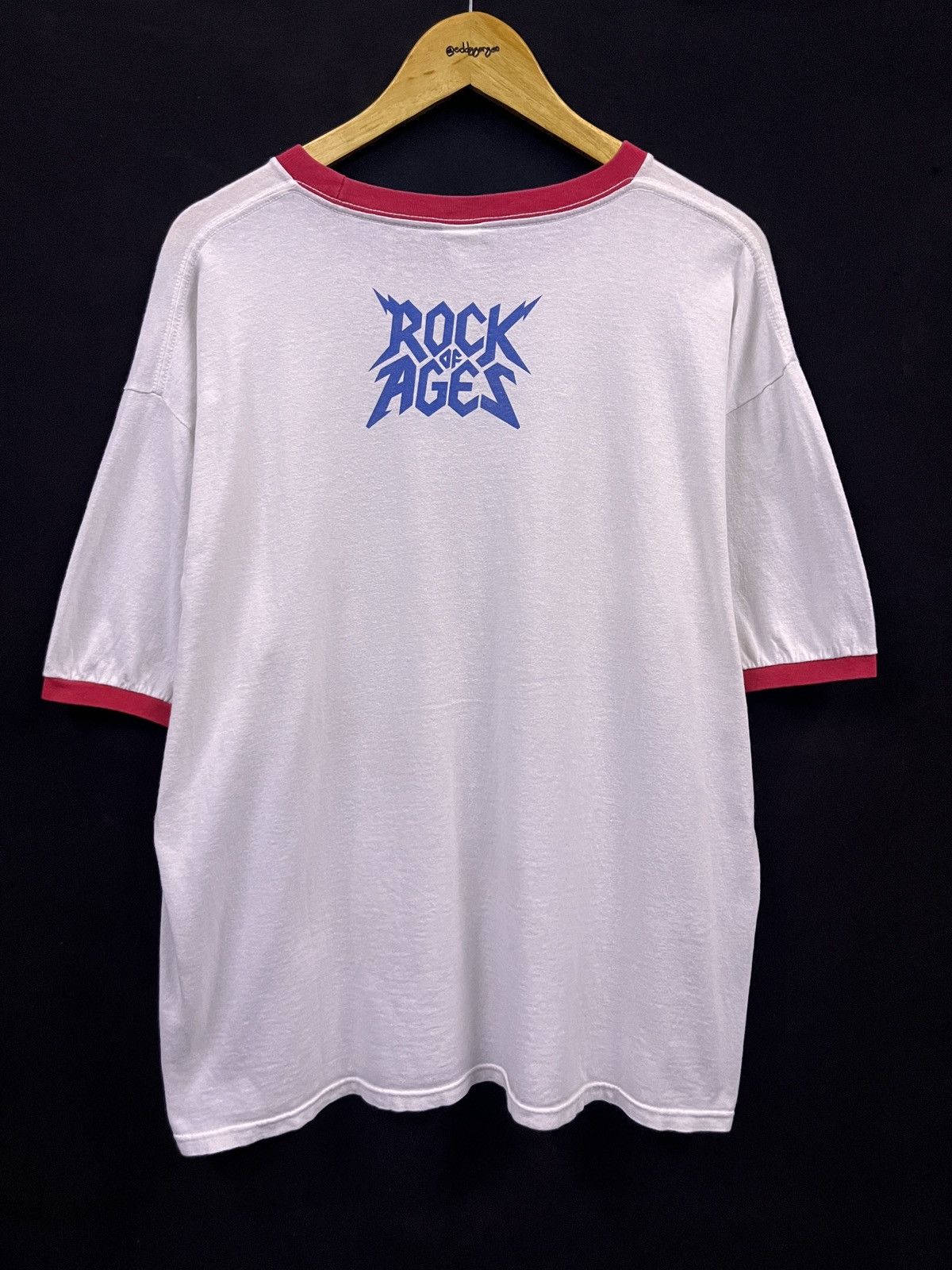 Band Tees VINTAGE ROCK OF AGES HOORAY FOR BOOBIES RINGER BAND TSHIRT Size US XL / EU 56 / 4 - 4 Thumbnail