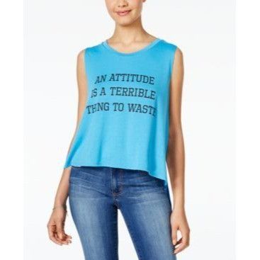Other Rebellious One Junior’s High-Low Graphic Tank Top, Neon Blue Size S / US 4 / IT 40 - 1 Thumbnail