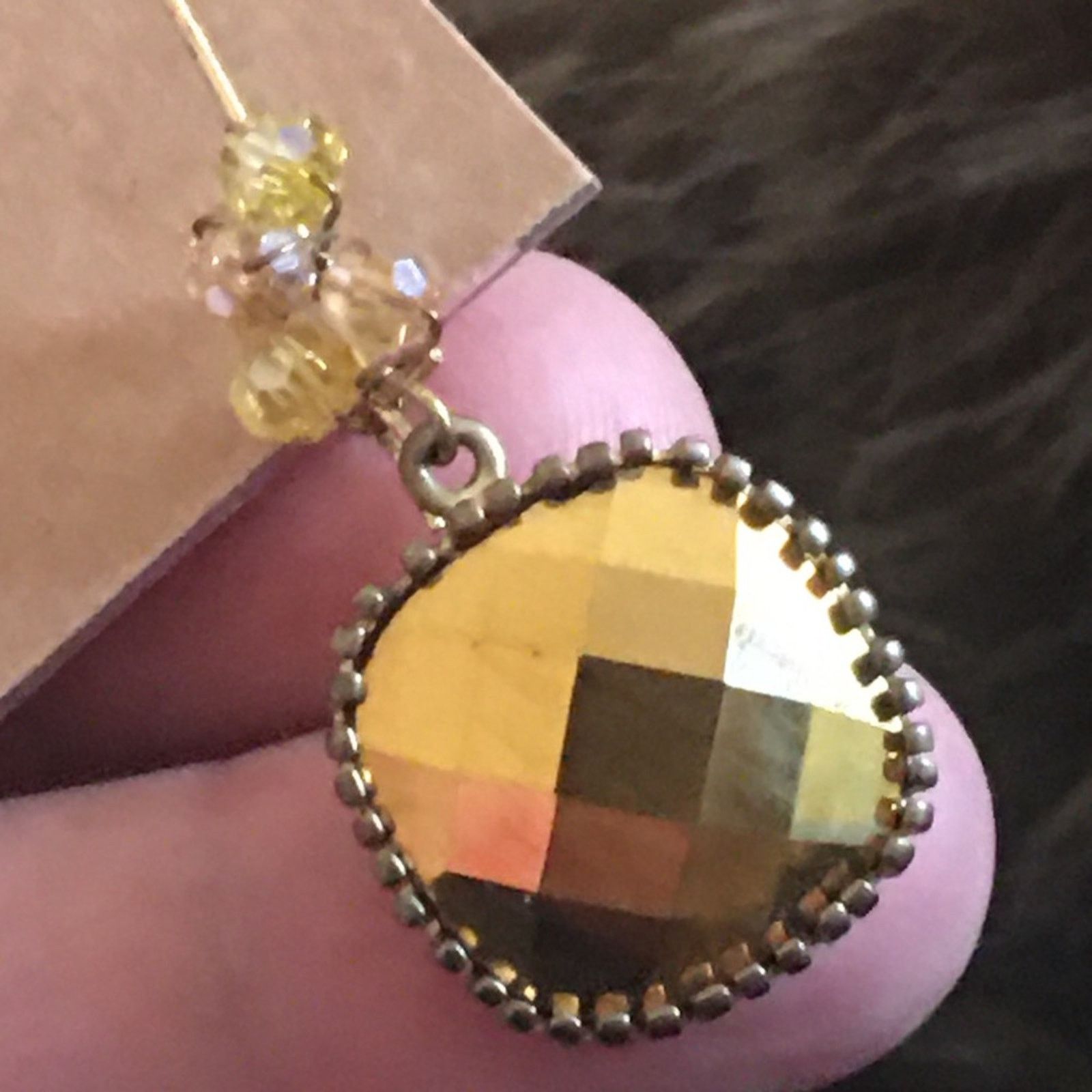 Vintage Vintage repurpose faceted gold glass ear wires Size ONE SIZE - 4 Thumbnail