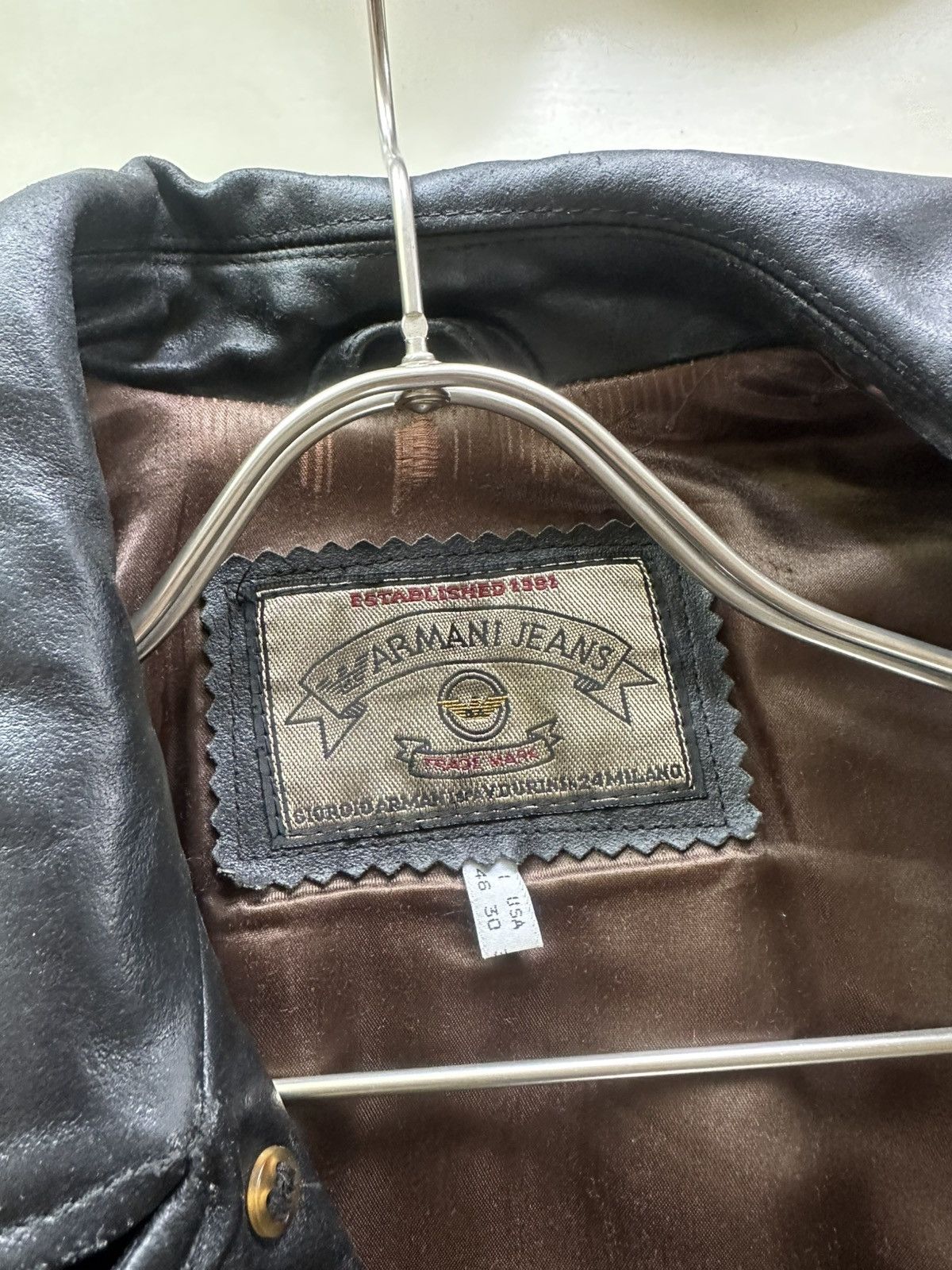 Giorgio Armani Armani Jeans Leather Car Coat Size US L / EU 52-54 / 3 - 9 Thumbnail