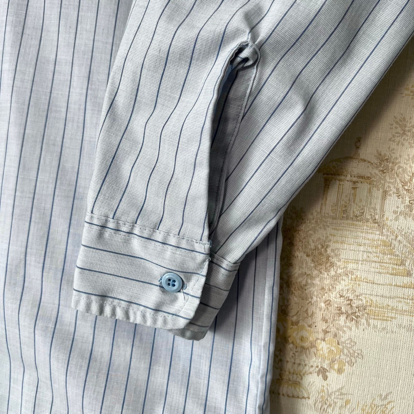 Vintage 70s Montgomery Ward Shirt | Blue Striped Button Up | Size M Size US M / EU 48-50 / 2 - 6 Thumbnail