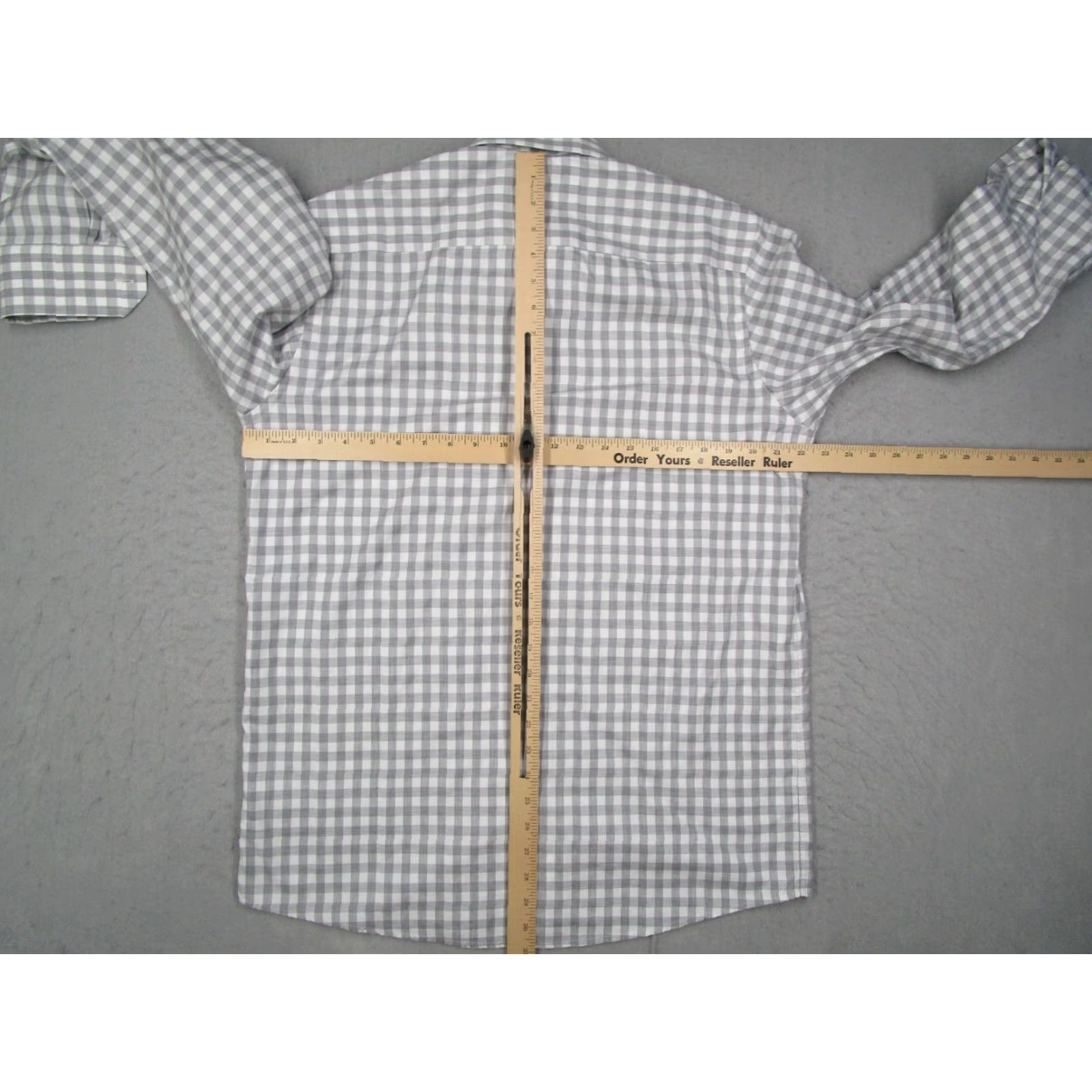 Eton ETON Dress Shirt Mens 16 41 Gray Check Button Up Cambridge Work - Contemporary Slim 100% Cotton Size 42R - 6 Thumbnail